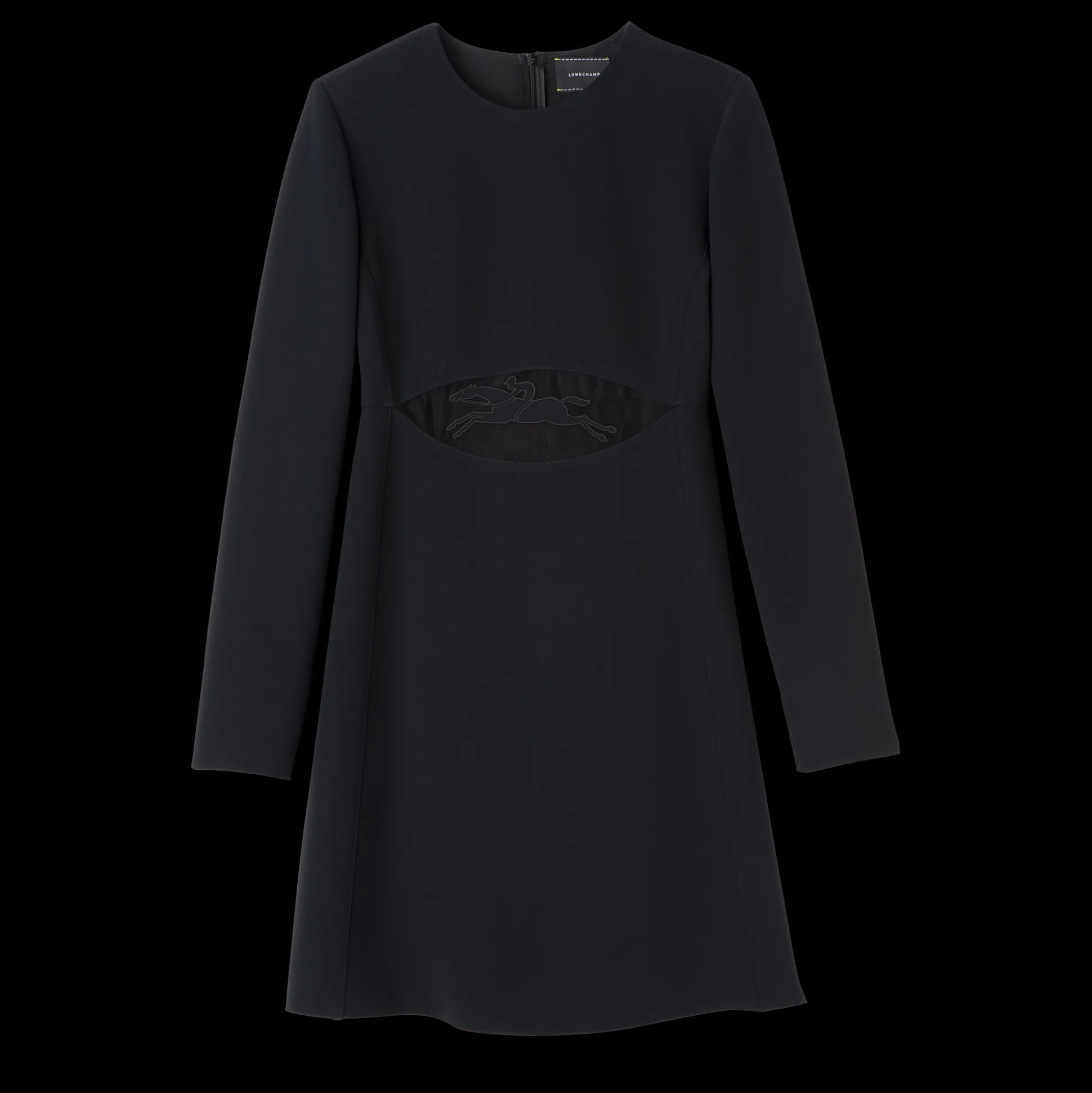 Fashion Longchamp Abito corto con cintura con applicazione Nero