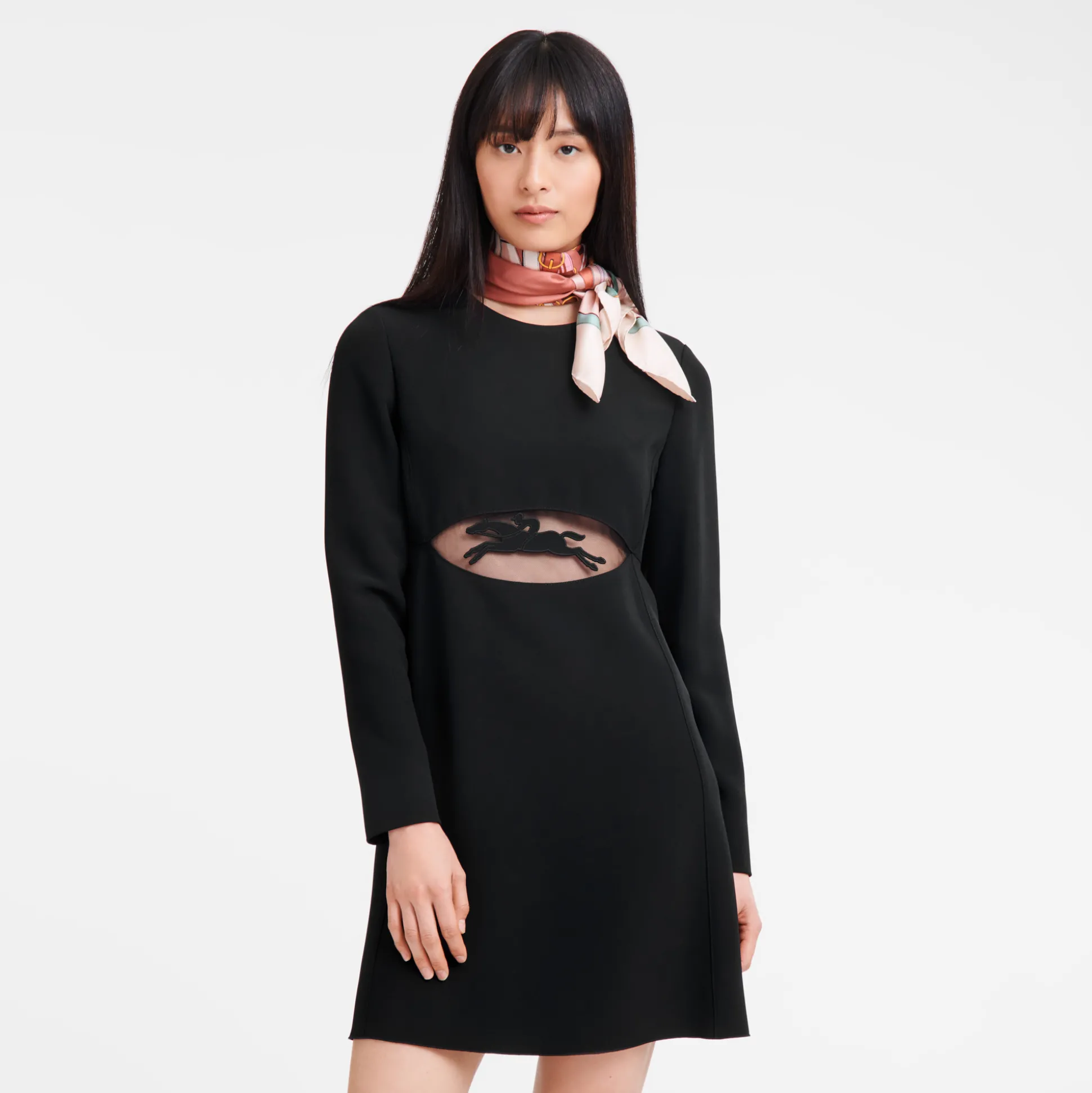 Fashion Longchamp Abito corto con cintura con applicazione Nero