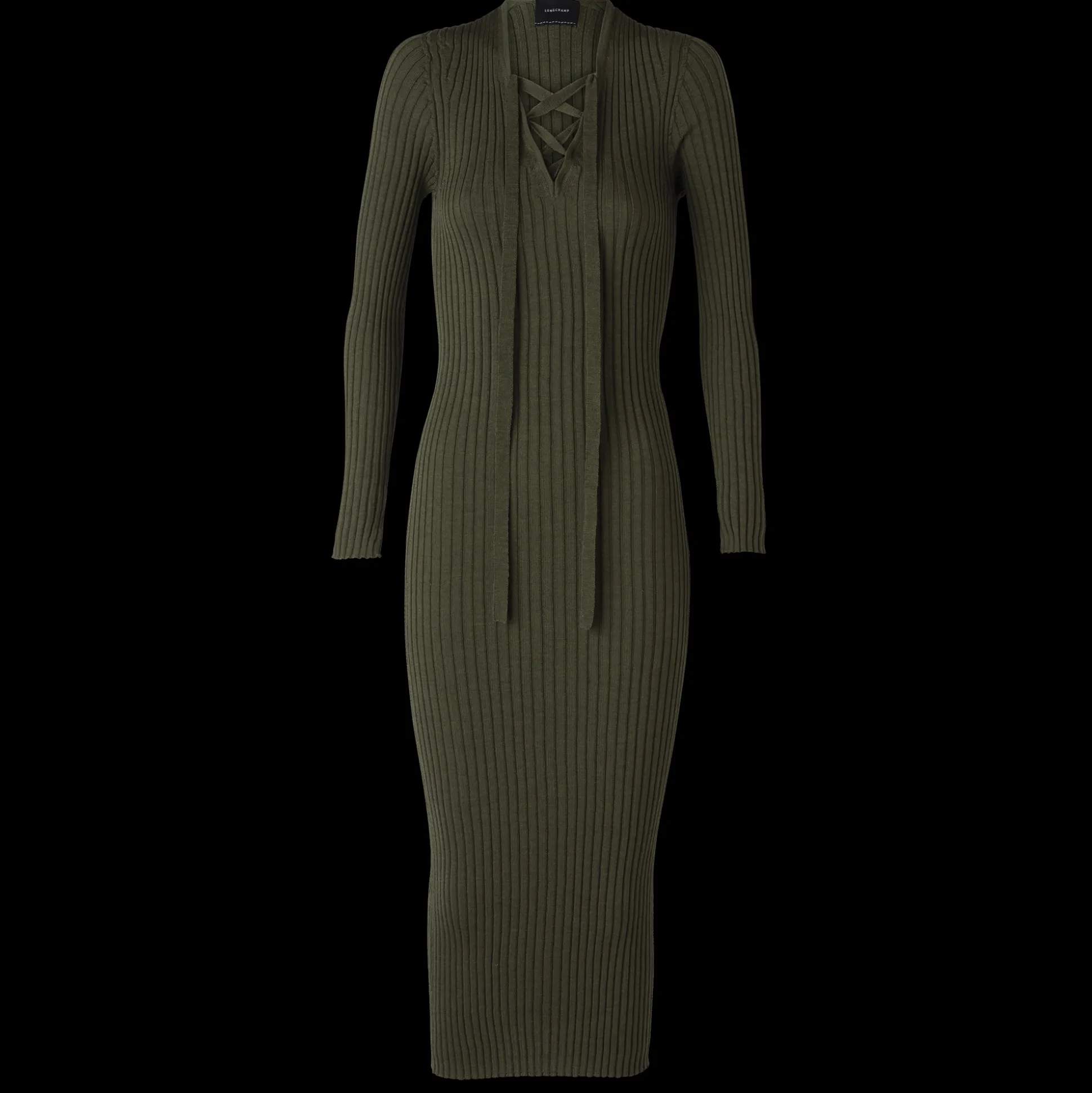 Discount Longchamp Abito lungo aderente Kaki