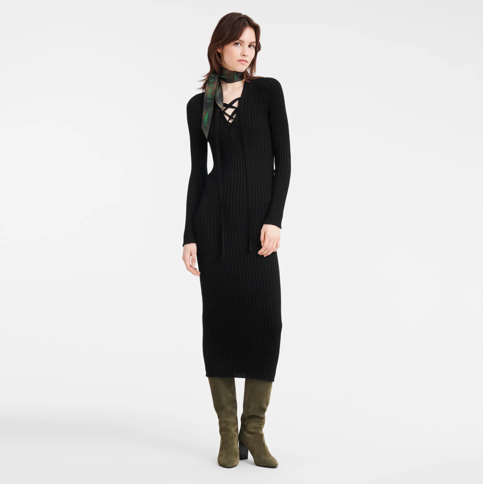 Hot Longchamp Abito lungo aderente Nero