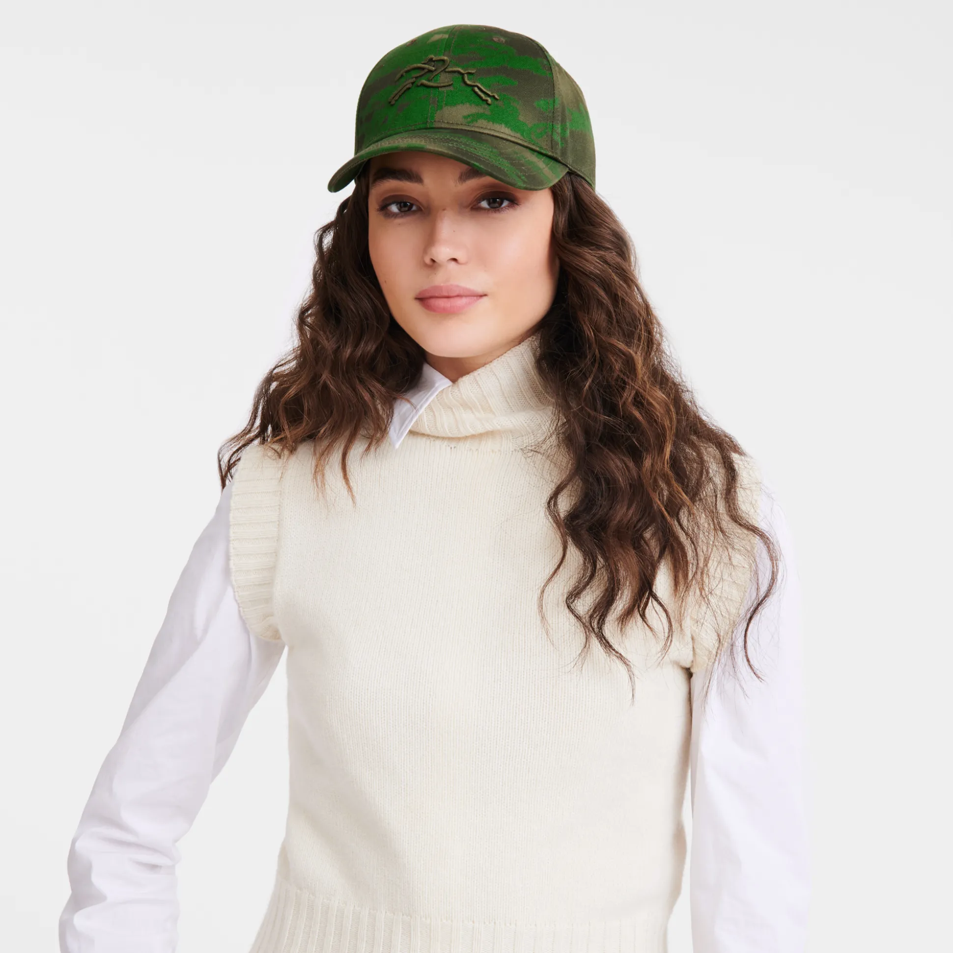 Cheap Longchamp Berretto stampato Kaki