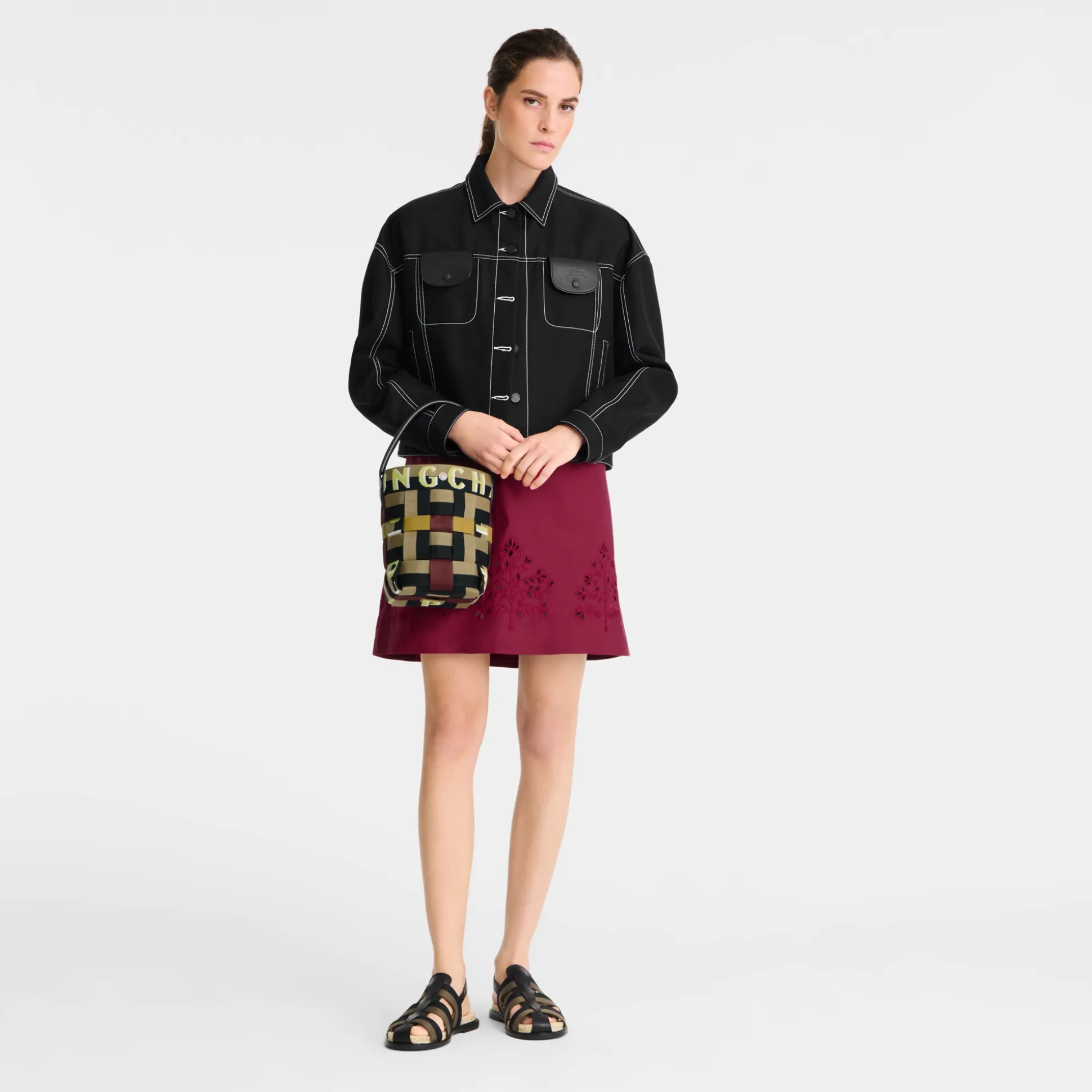 Fashion Longchamp Borsa a secchiello XS Zenzero/Nero