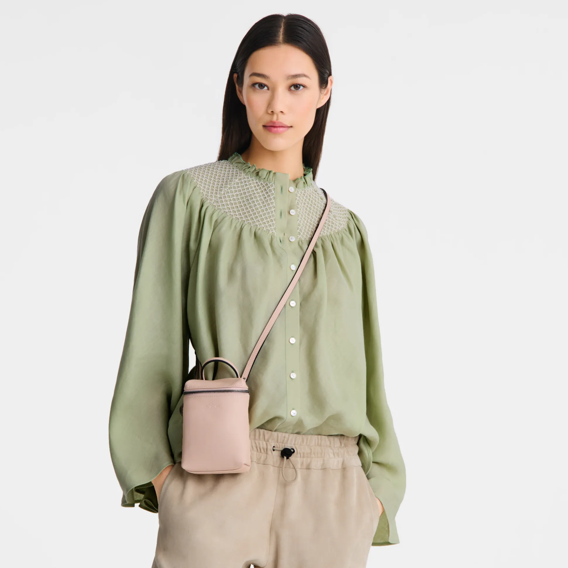 Cheap Longchamp Borsa a tracolla XS BeigePelle