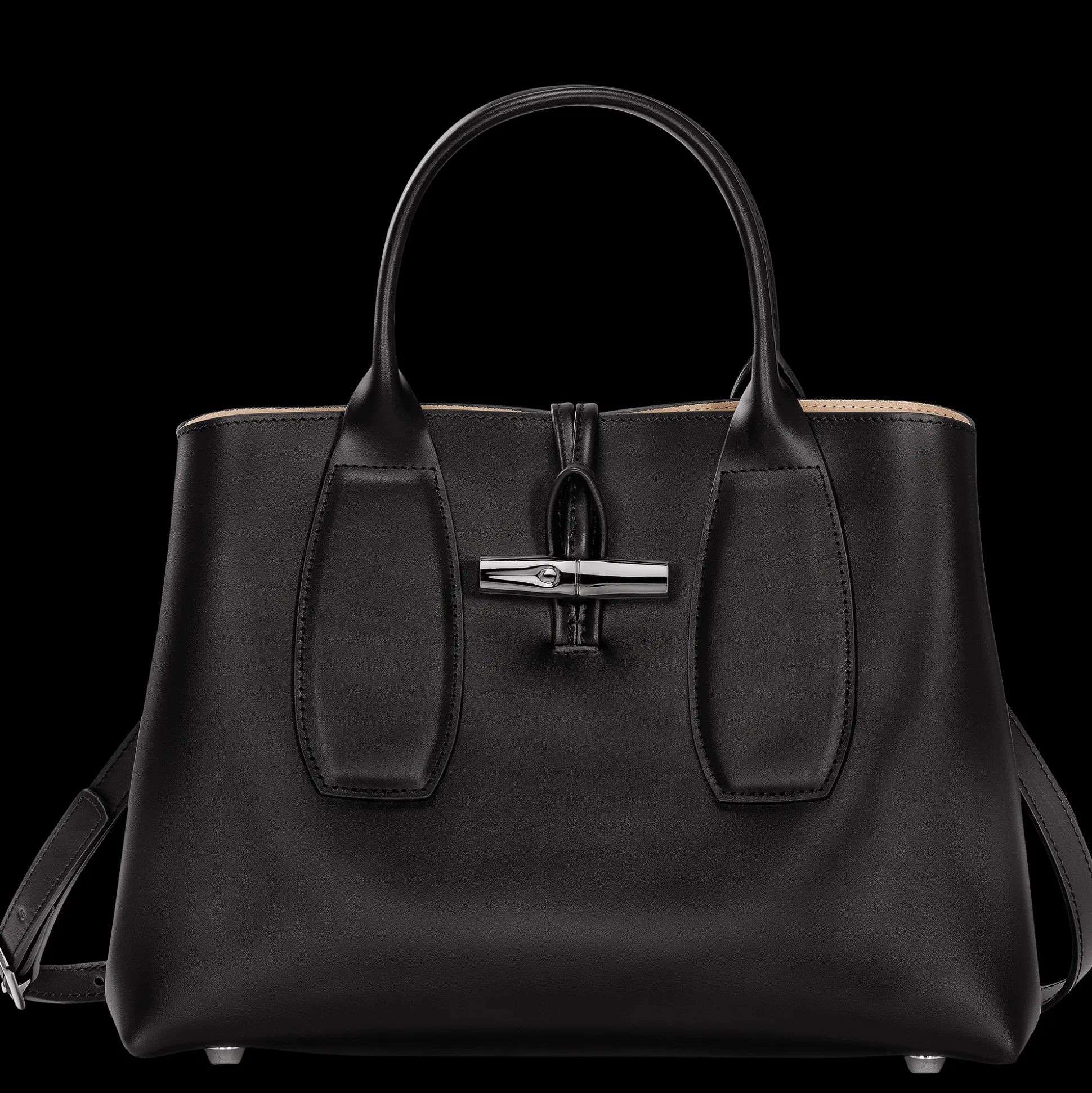 Discount Longchamp Borsa con manico M Nero