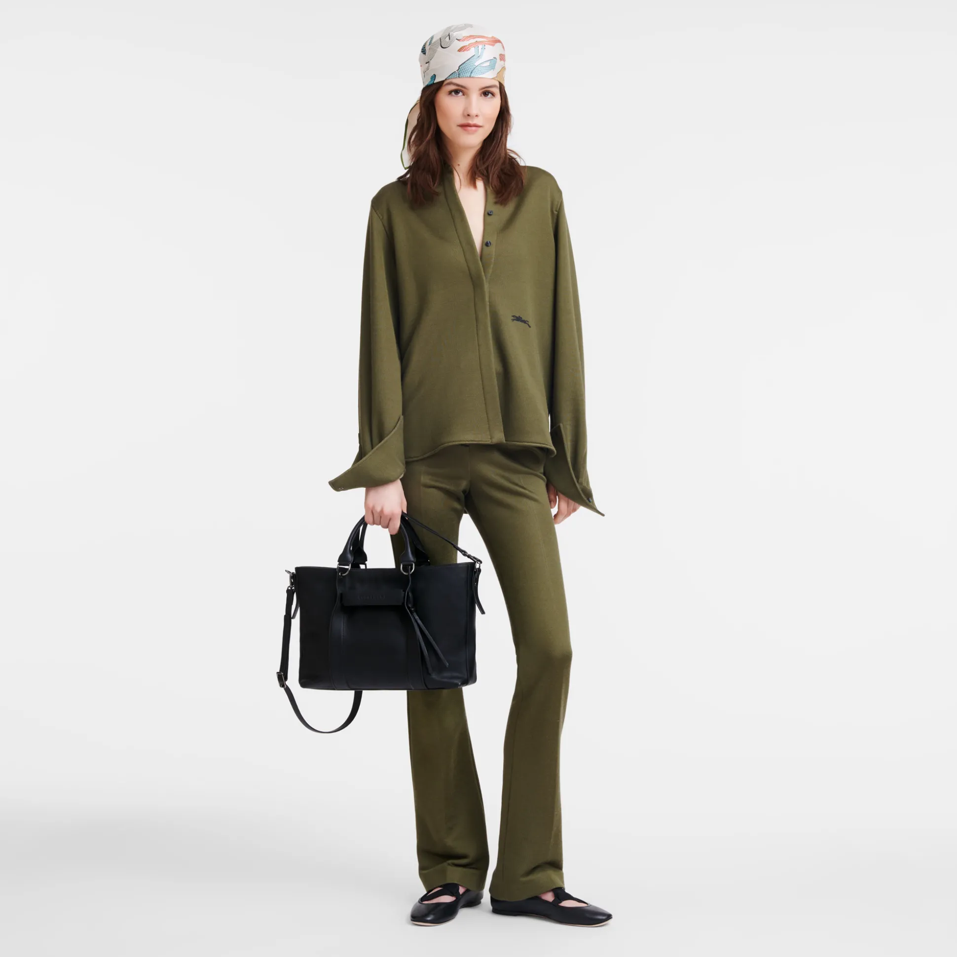 Cheap Longchamp Borsa con manico M Nero