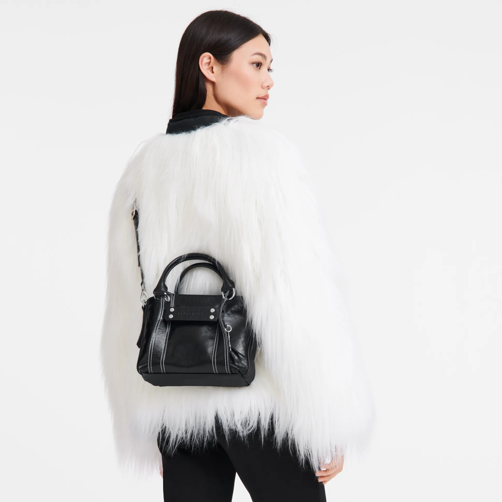 Cheap Longchamp Borsa con manico S Nero