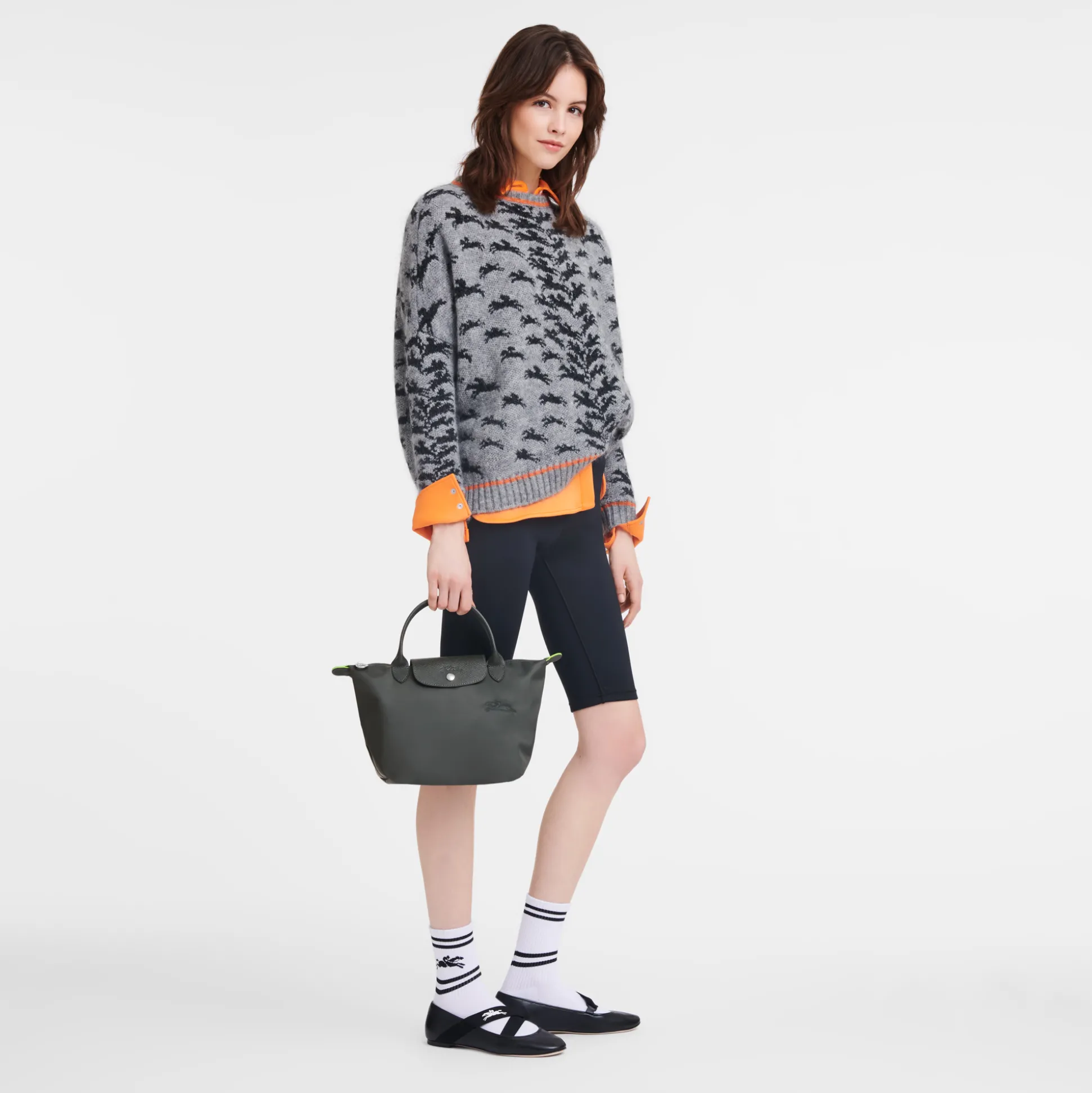 Sale Longchamp Borsa con manico S Grafite