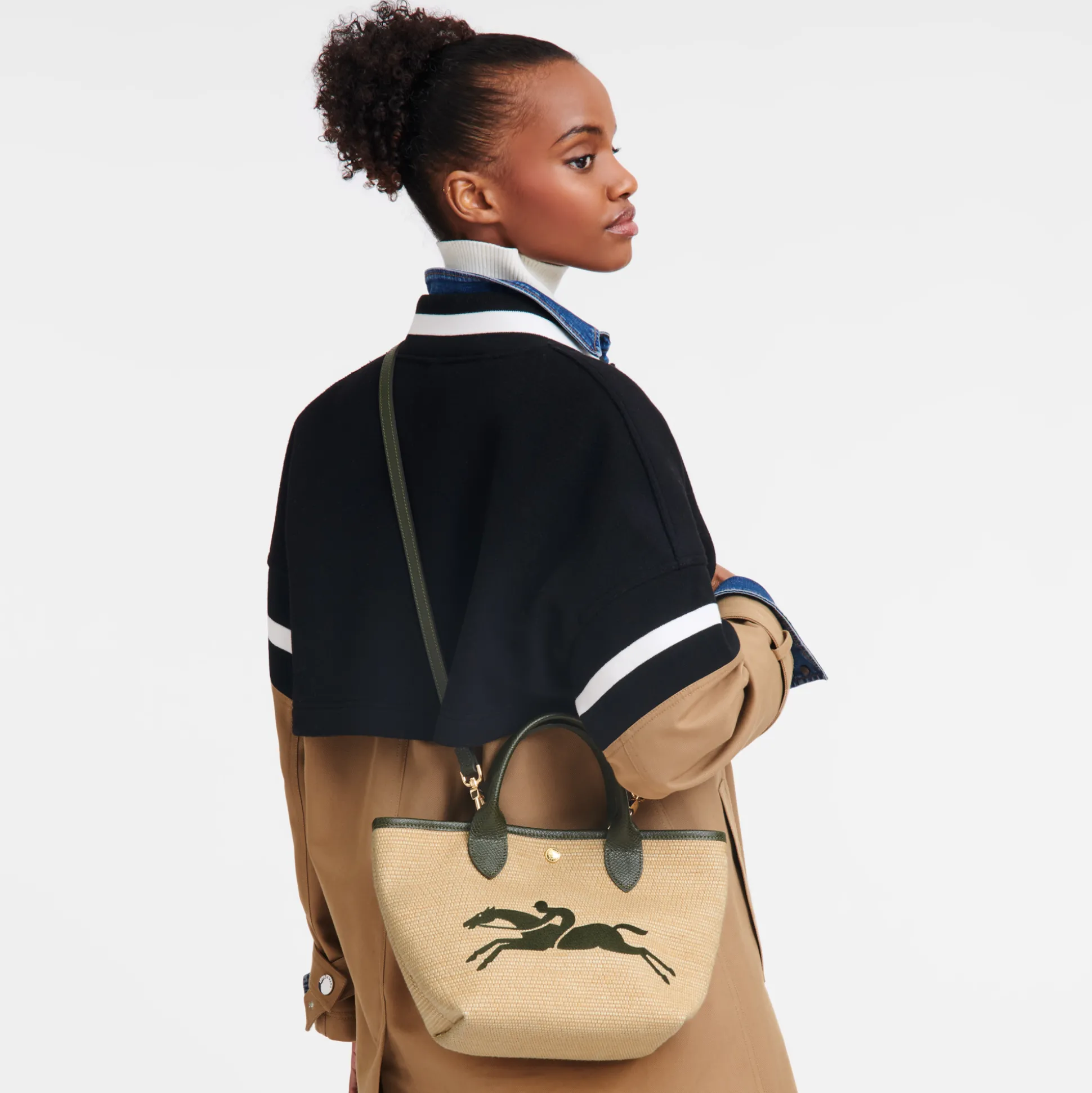 Cheap Longchamp Borsa con manico S Kaki