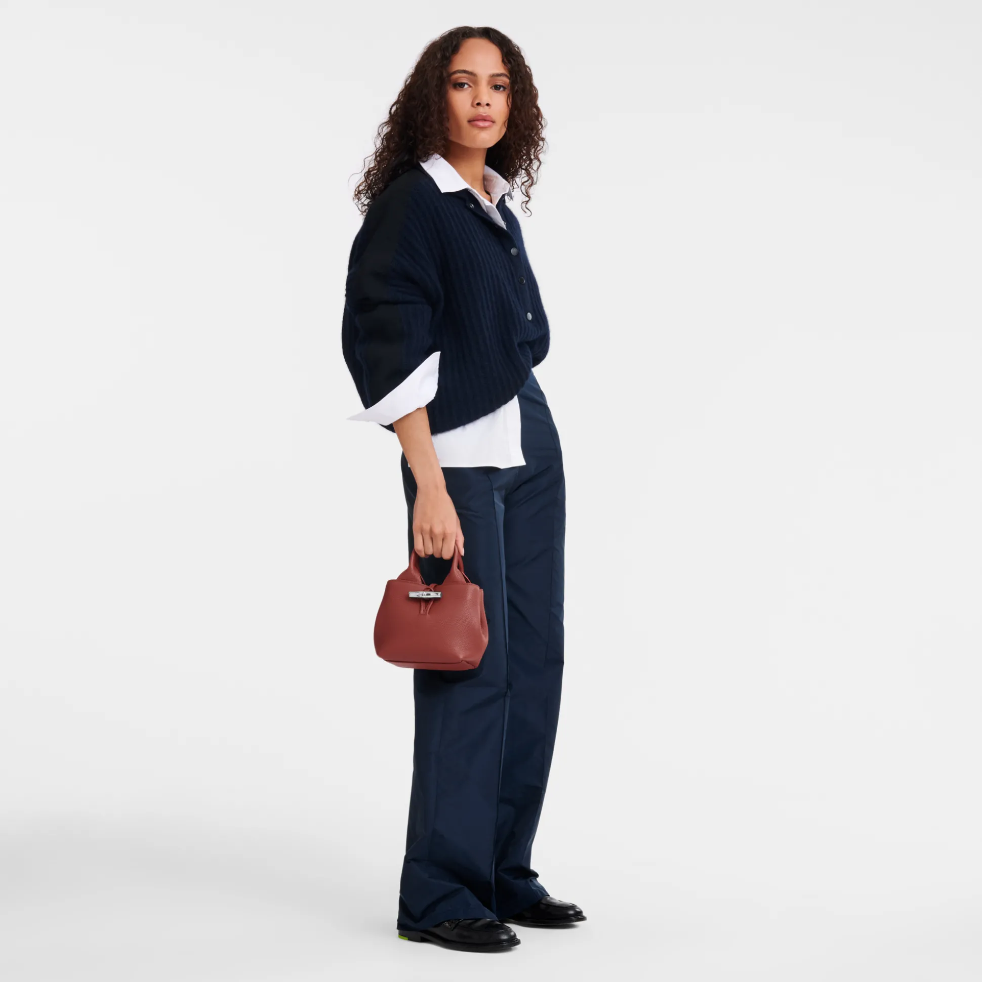 Discount Longchamp Borsa con manico XS Castagna