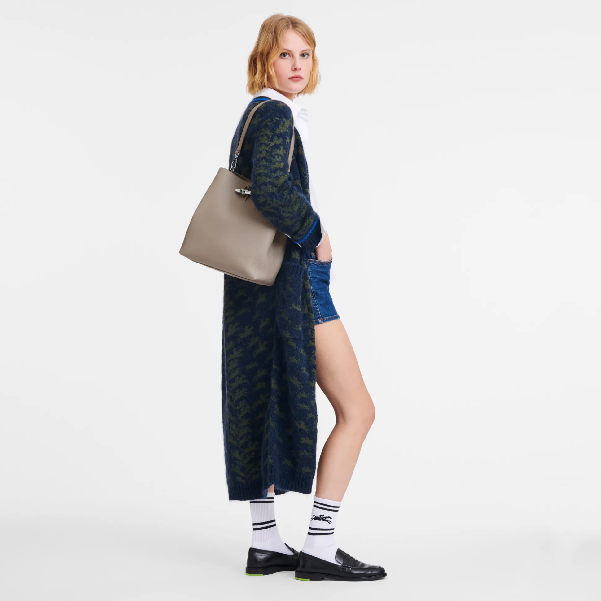 Discount Longchamp Borsa da spalla M Argilla