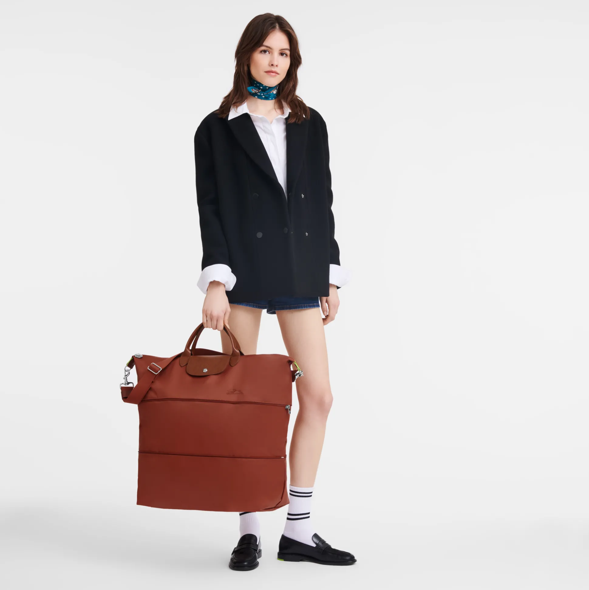 Online Longchamp Borsa da viaggio espandibile Castagna