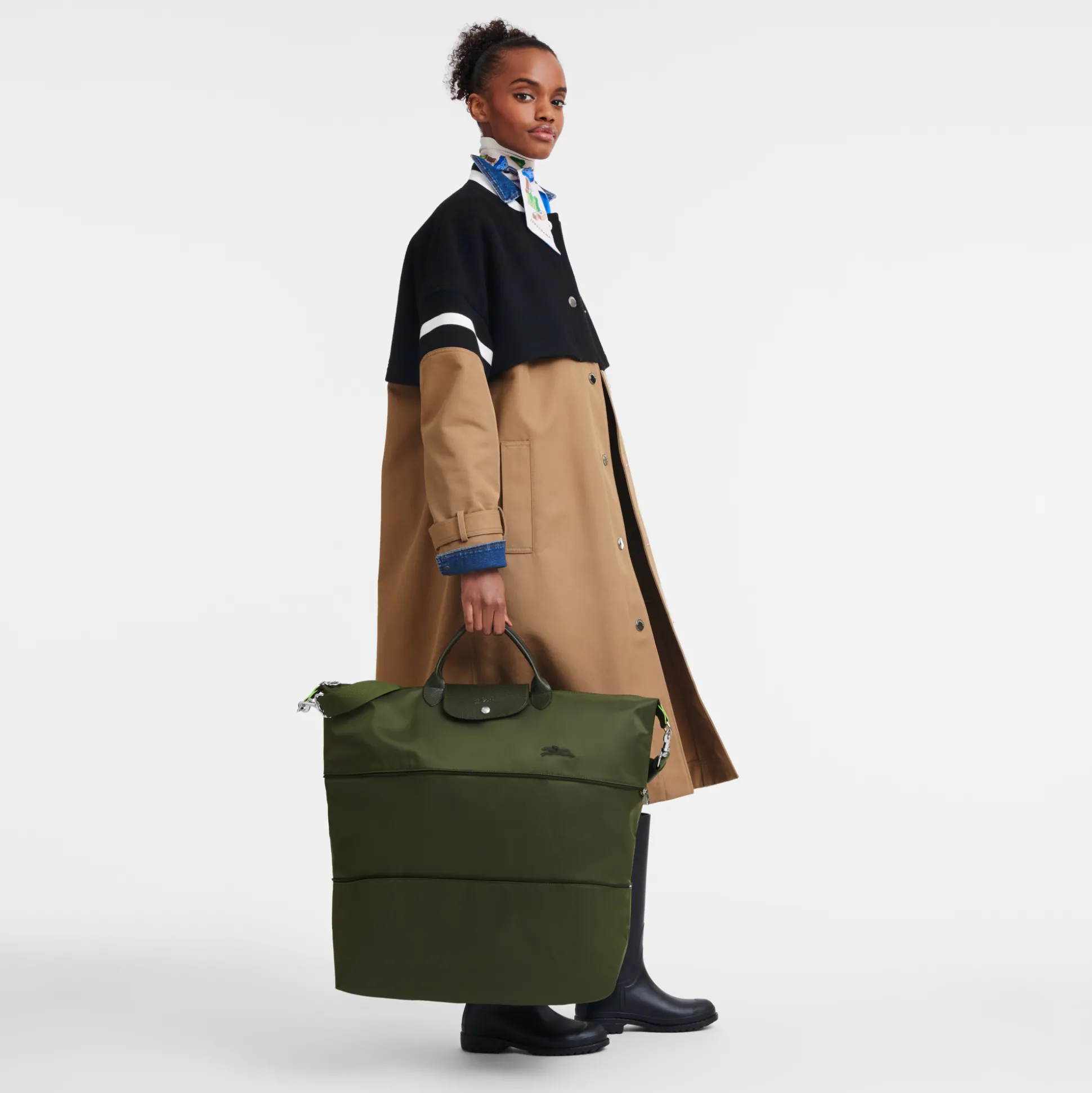 Cheap Longchamp Borsa da viaggio espandibile VerdeForesta