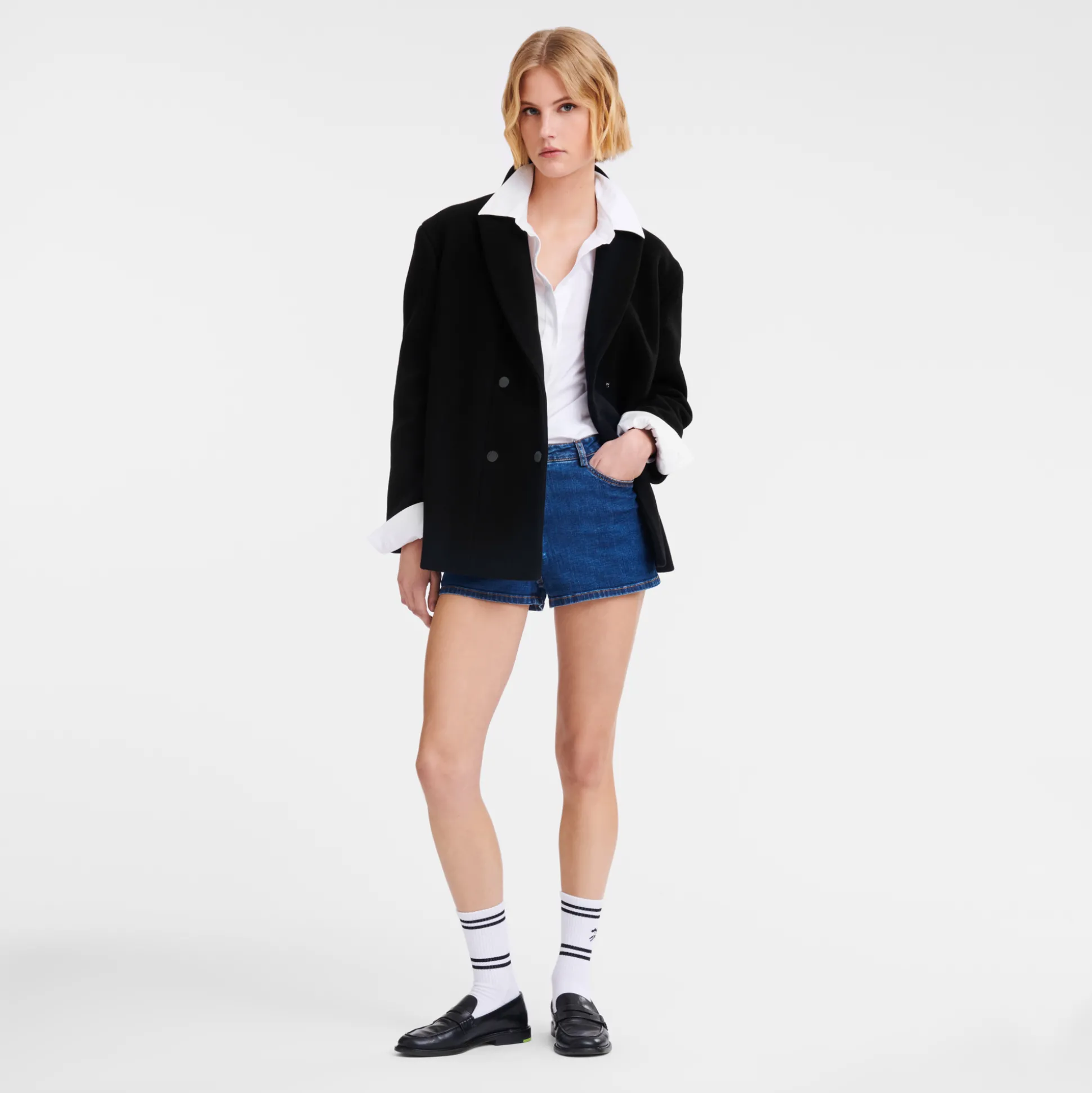 Cheap Longchamp Caban dritto Nero