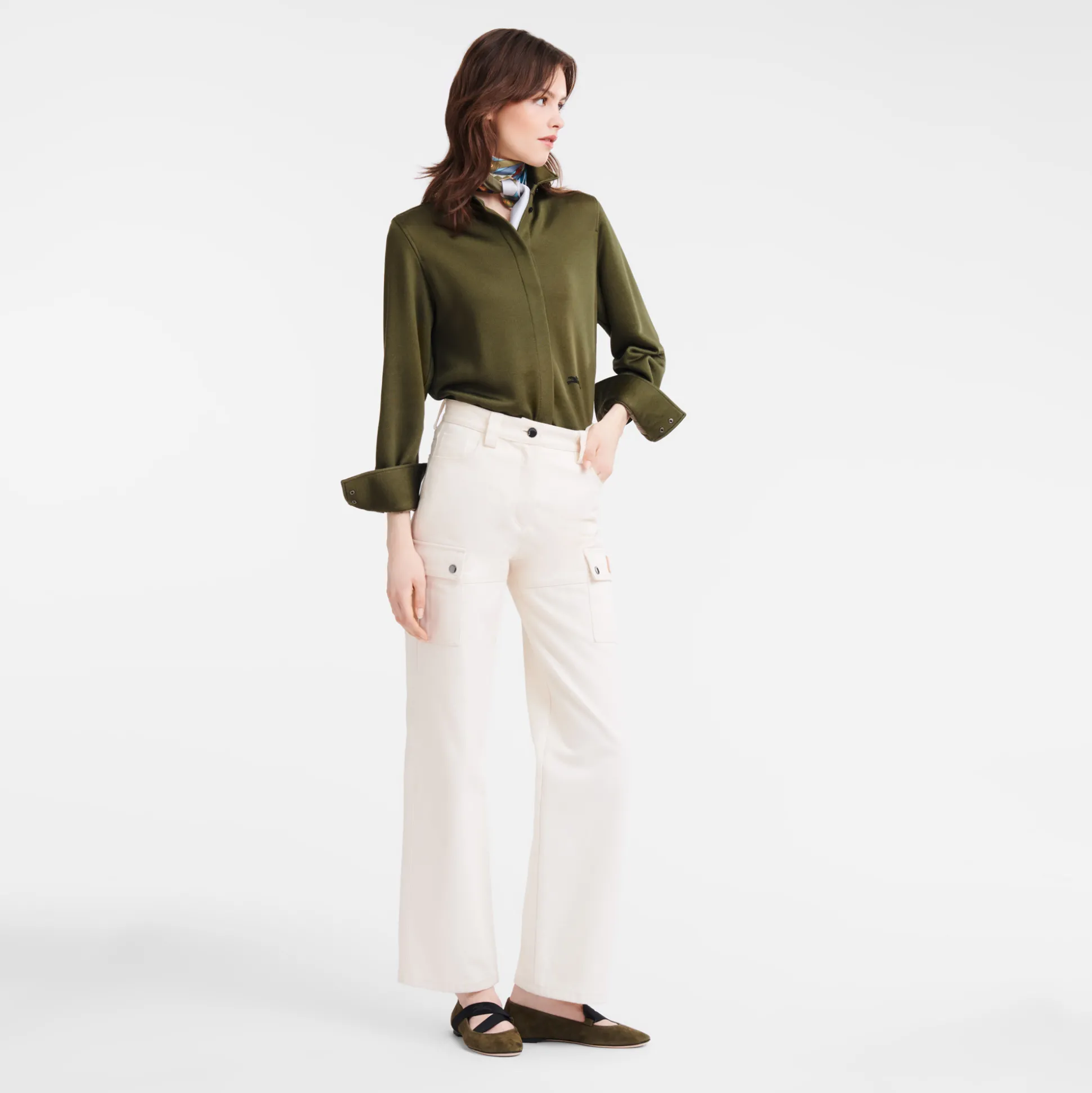 Online Longchamp Camicia dritta Kaki