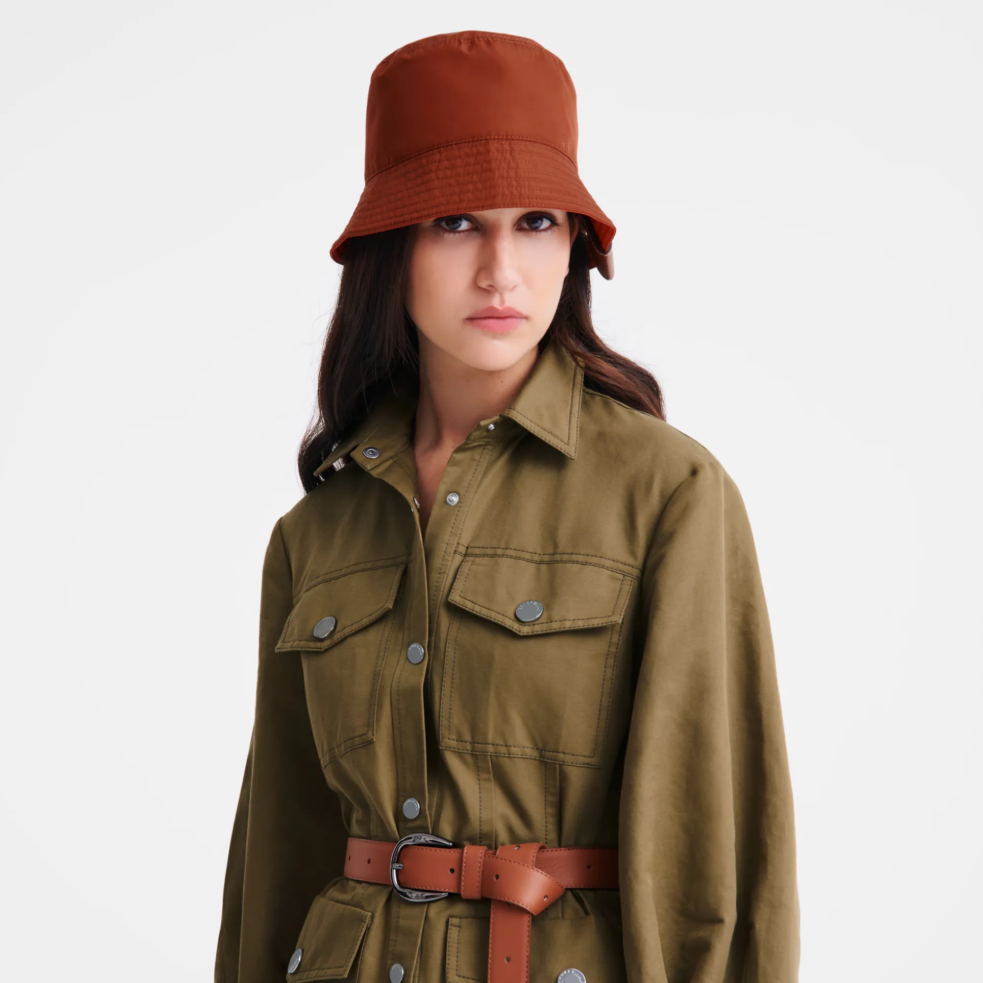 Best Longchamp Cappello da pescatore double-face Castagna/Pomodoro