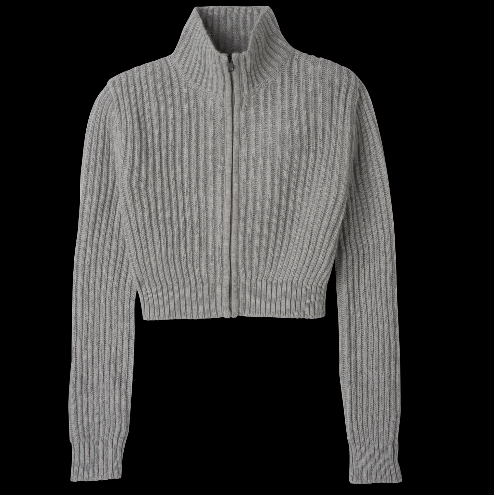 Clearance Longchamp Cardigan corto con collo a cerniera Grigio