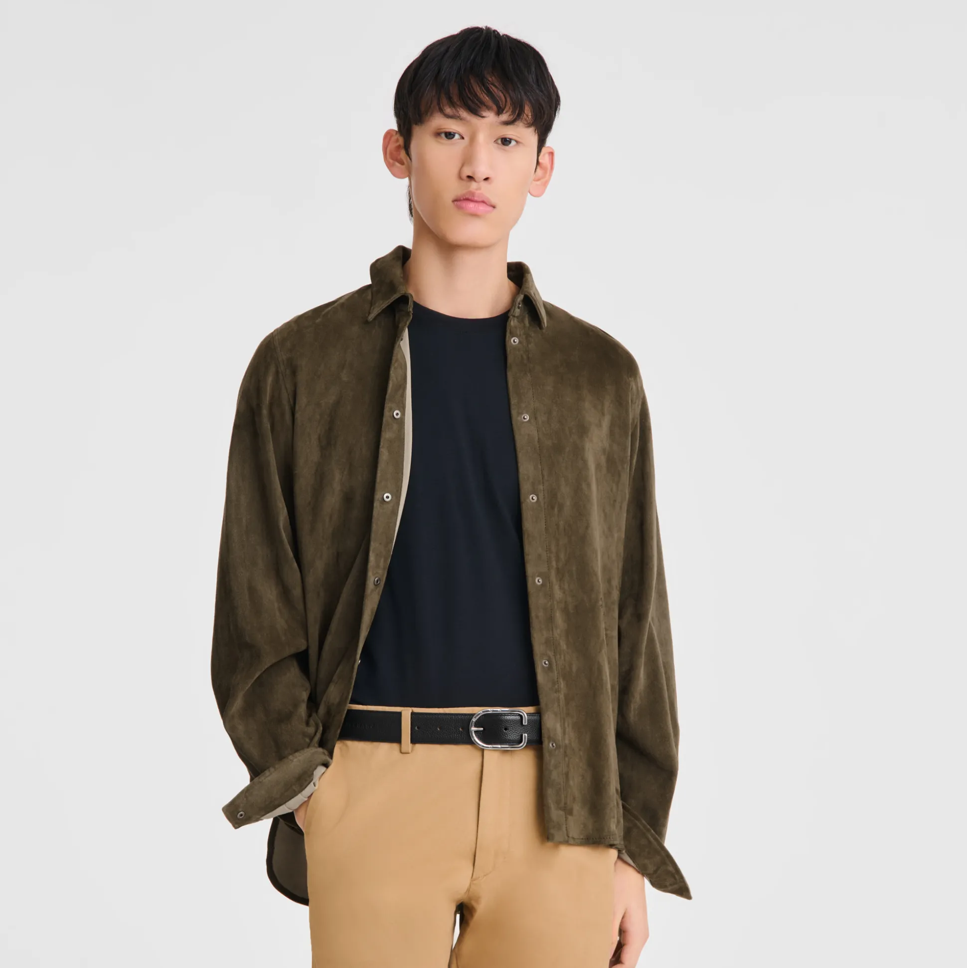 New Longchamp Cintura da uomo Nero