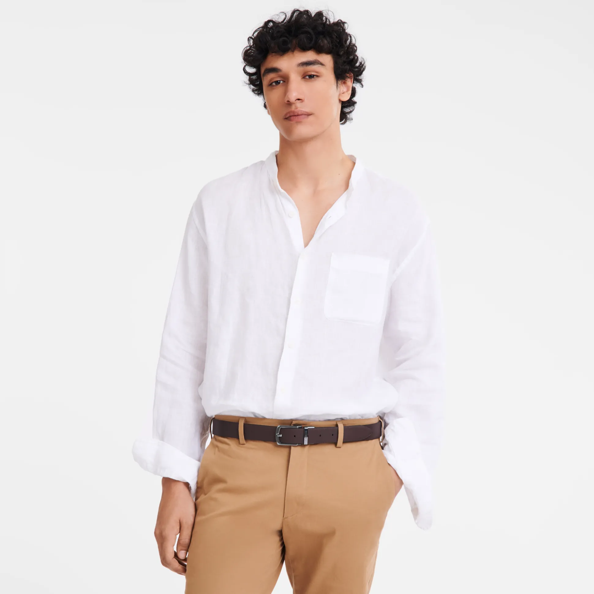 Online Longchamp Cintura da uomo Nero/Moka