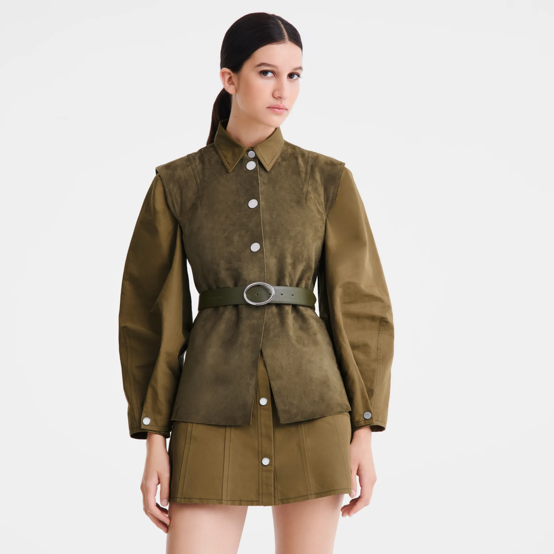 Best Sale Longchamp Cinturón de mujer Le Foulonné Pelle - Kaki