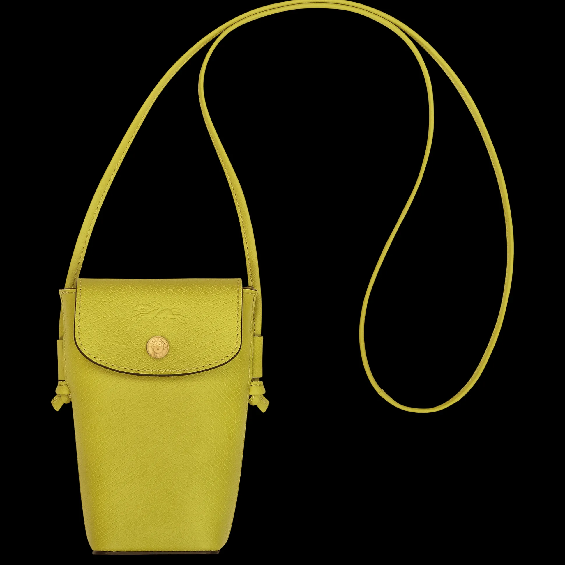 Hot Longchamp Custodia per cellulare con laccio in cuoio VerdeKiwi