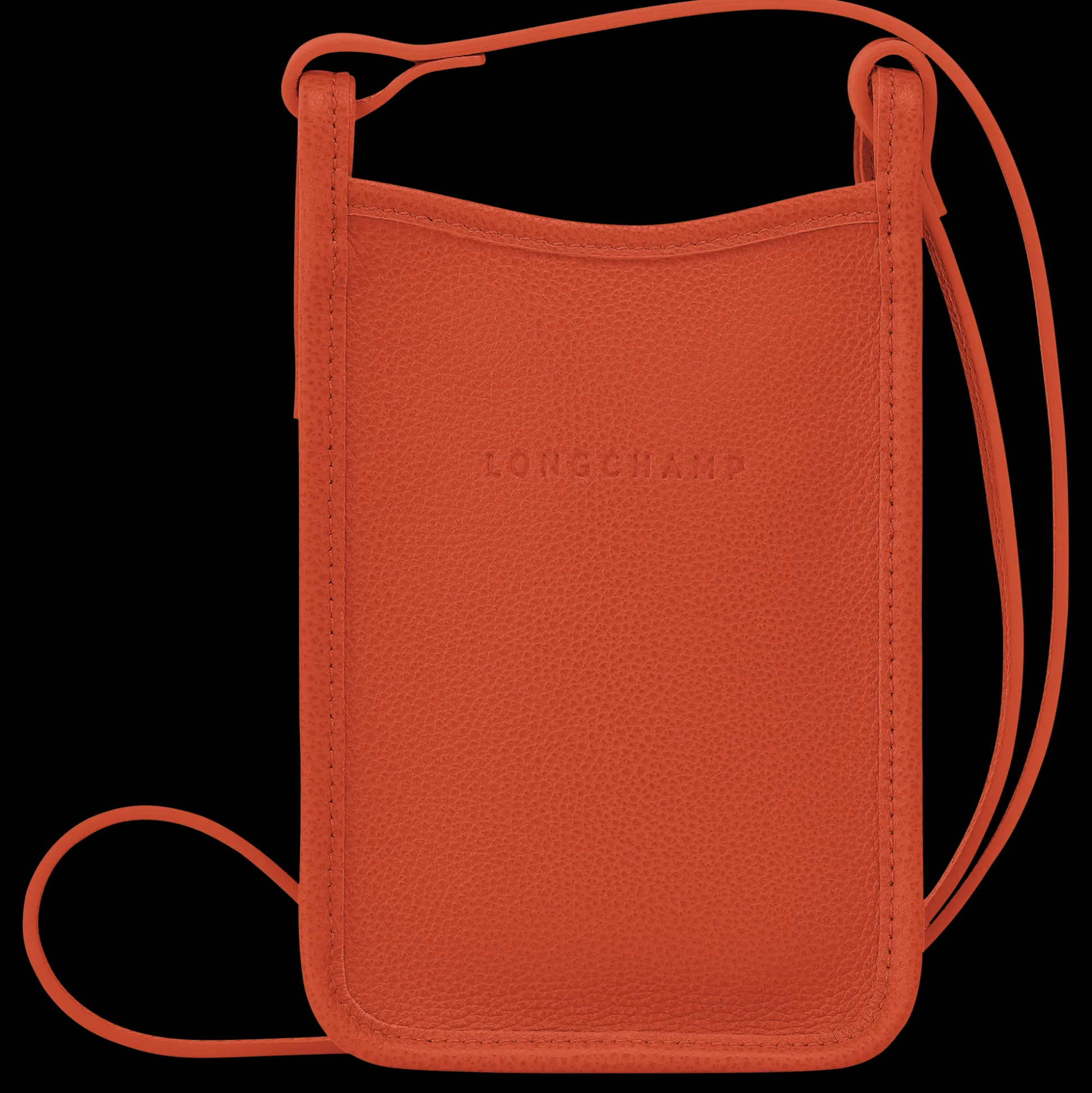 Hot Longchamp Custodia per cellulare con laccio in cuoio Paprica