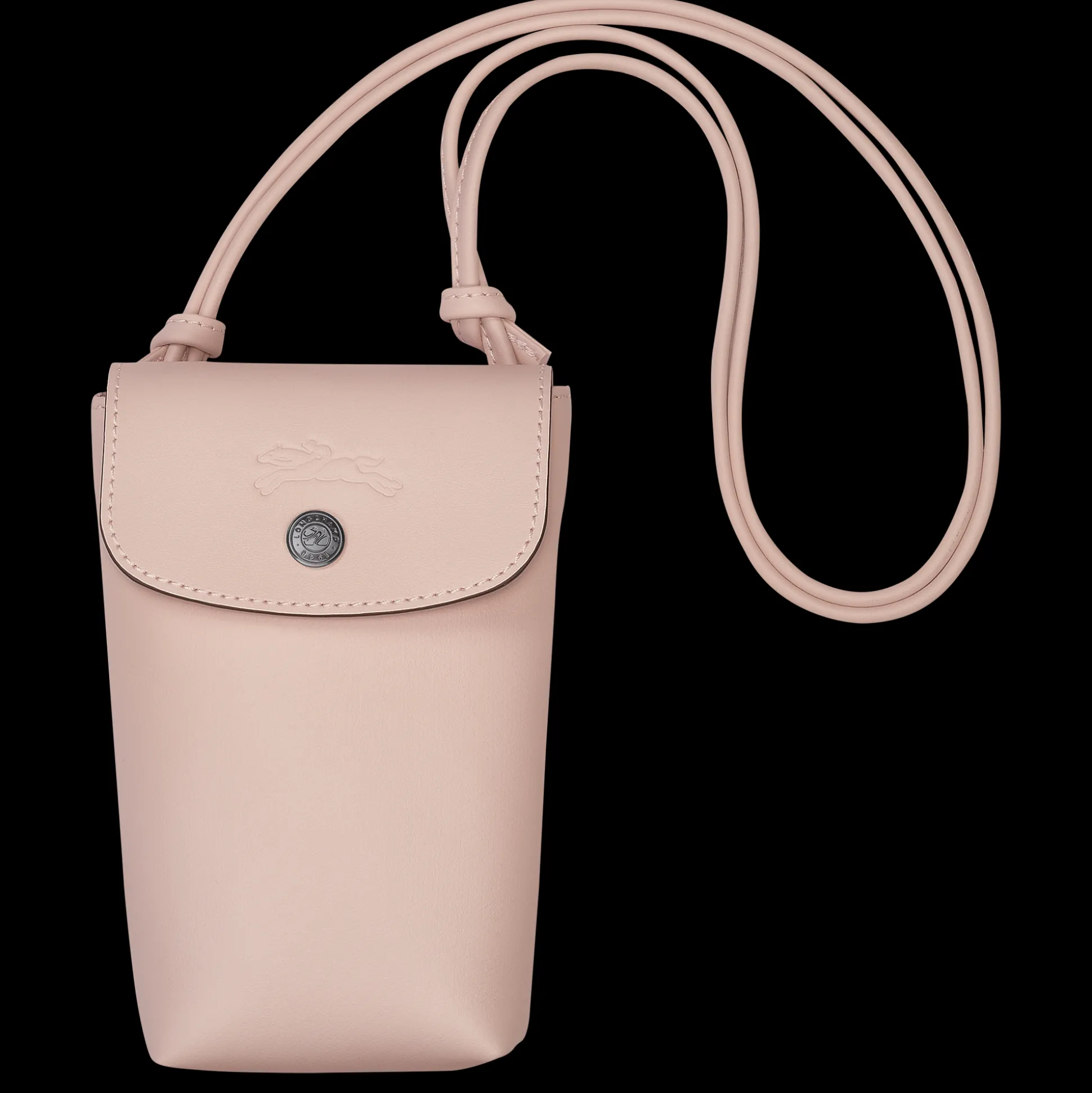 Shop Longchamp Custodia per cellulare con laccio in cuoio BeigePelle