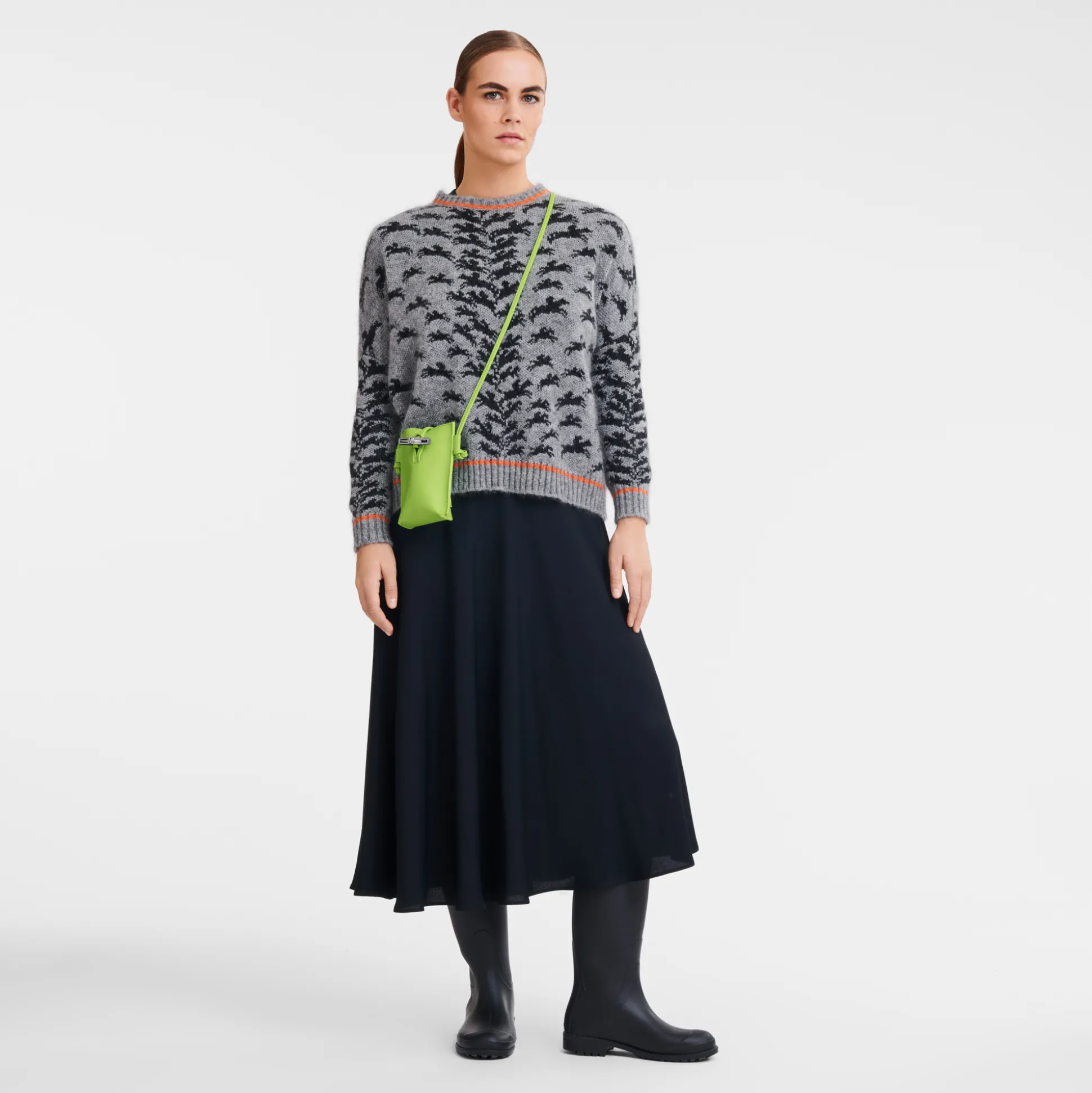 Cheap Longchamp Custodia per cellulare con laccio in cuoio Verde