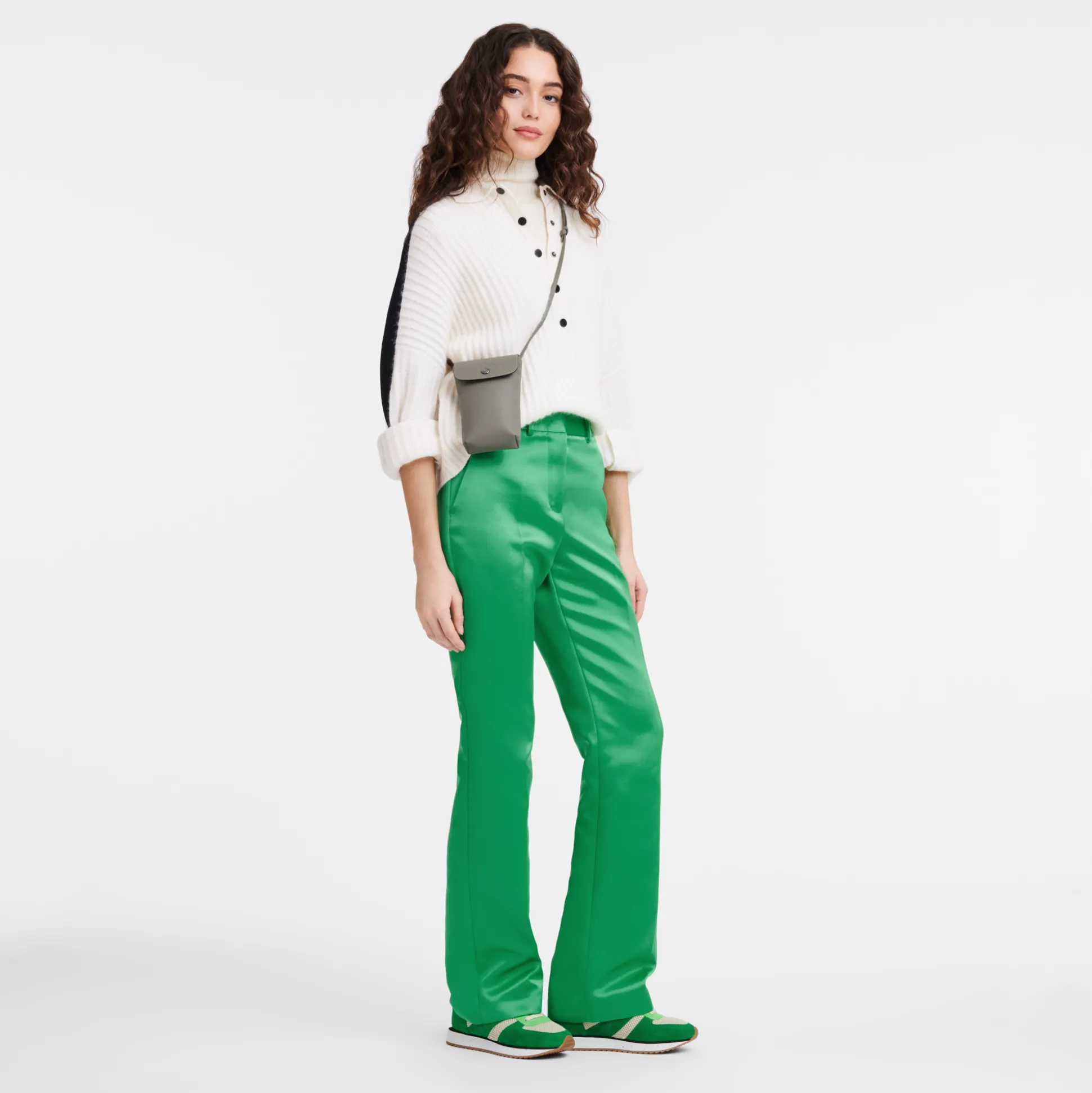 Shop Longchamp Custodia per cellulare con laccio in cuoio Tortora