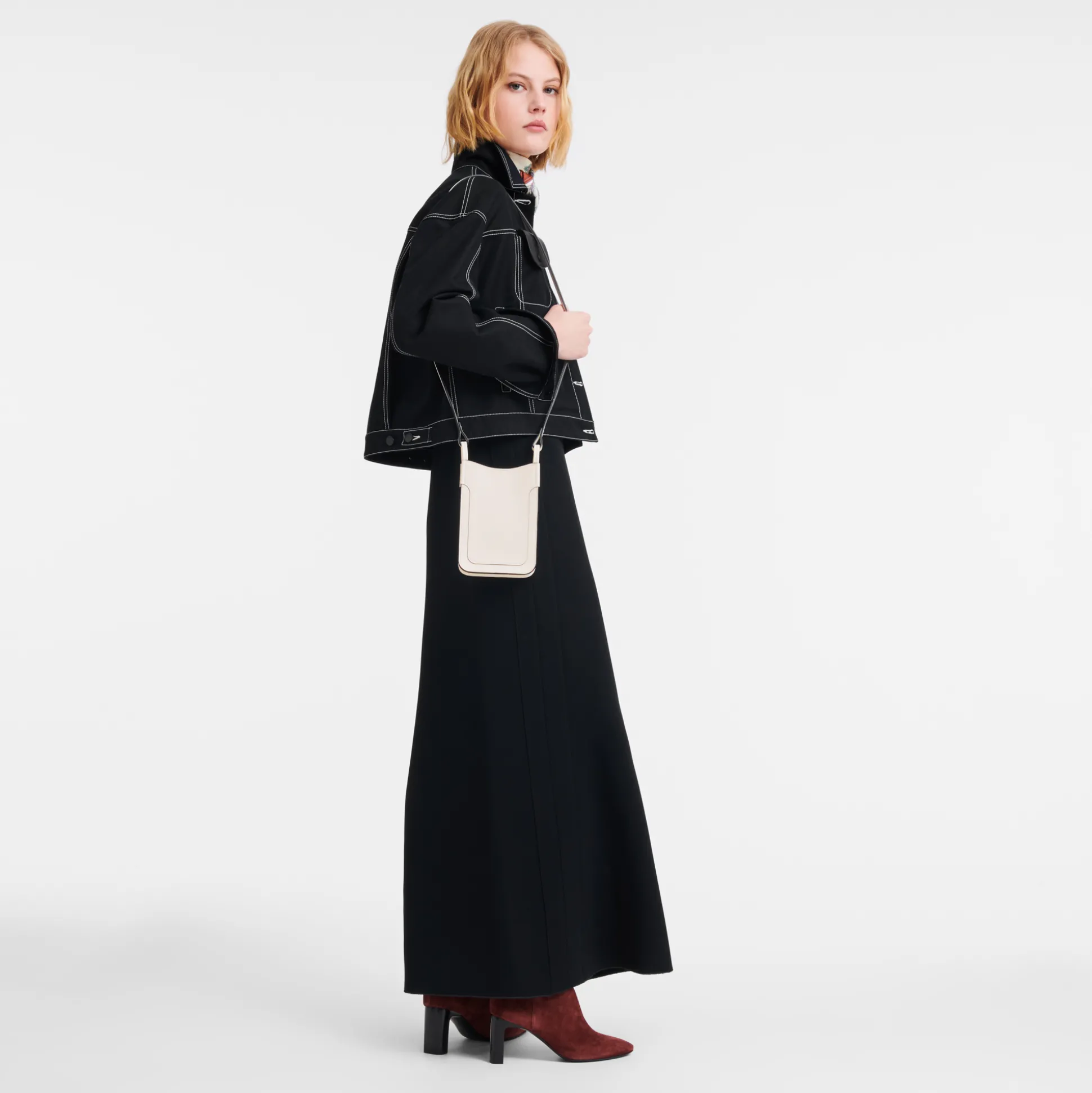 Shop Longchamp Custodia per cellulare con laccio in cuoio Greggio