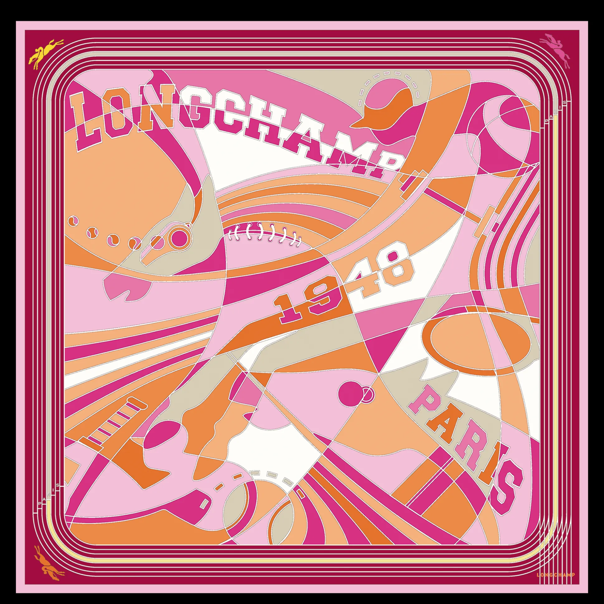 Hot Longchamp Foulard di seta 90 Campionato Seta - Arancio