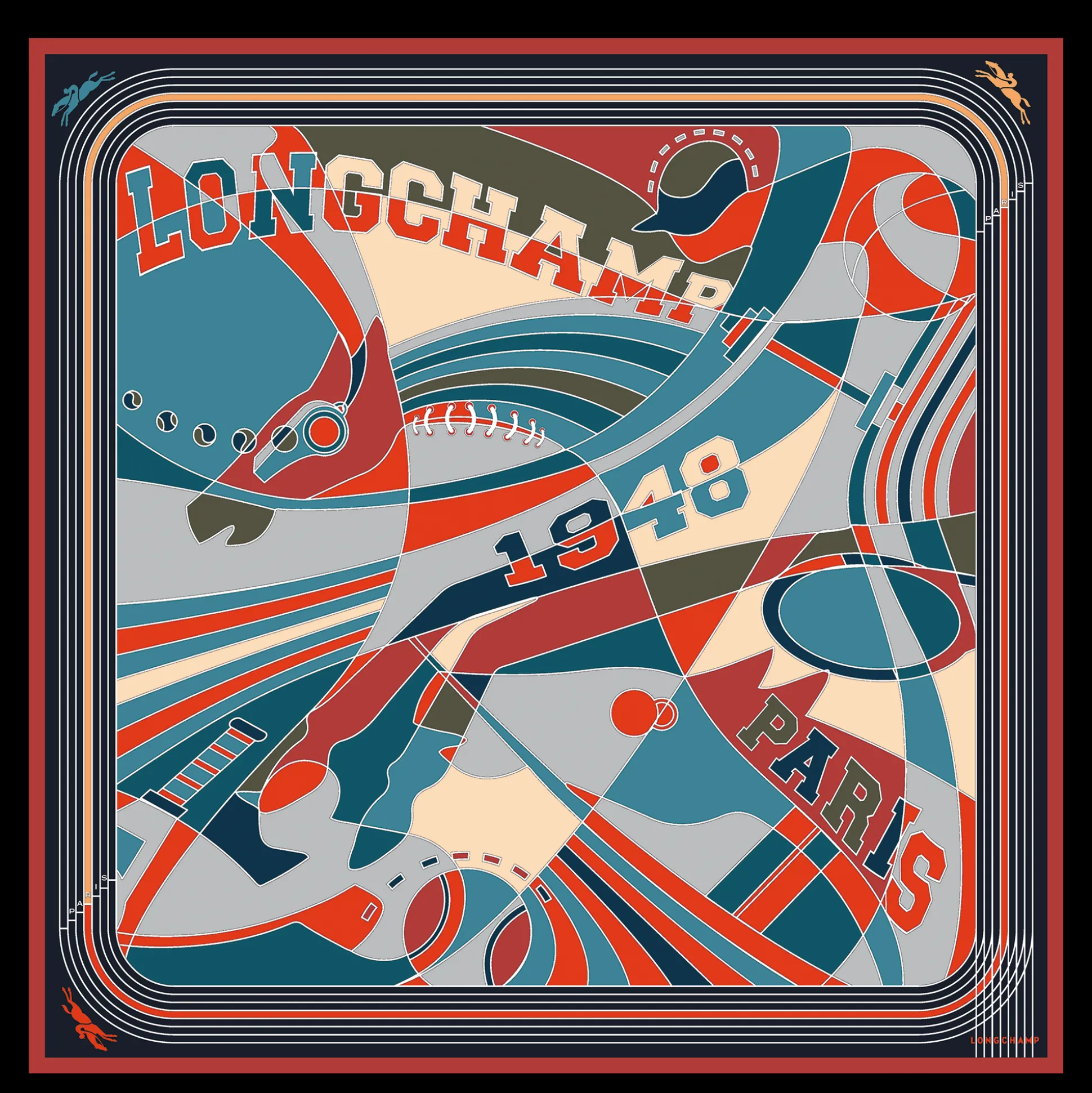 Cheap Longchamp Foulard di seta 90 Campionato Seta - Inchiostro