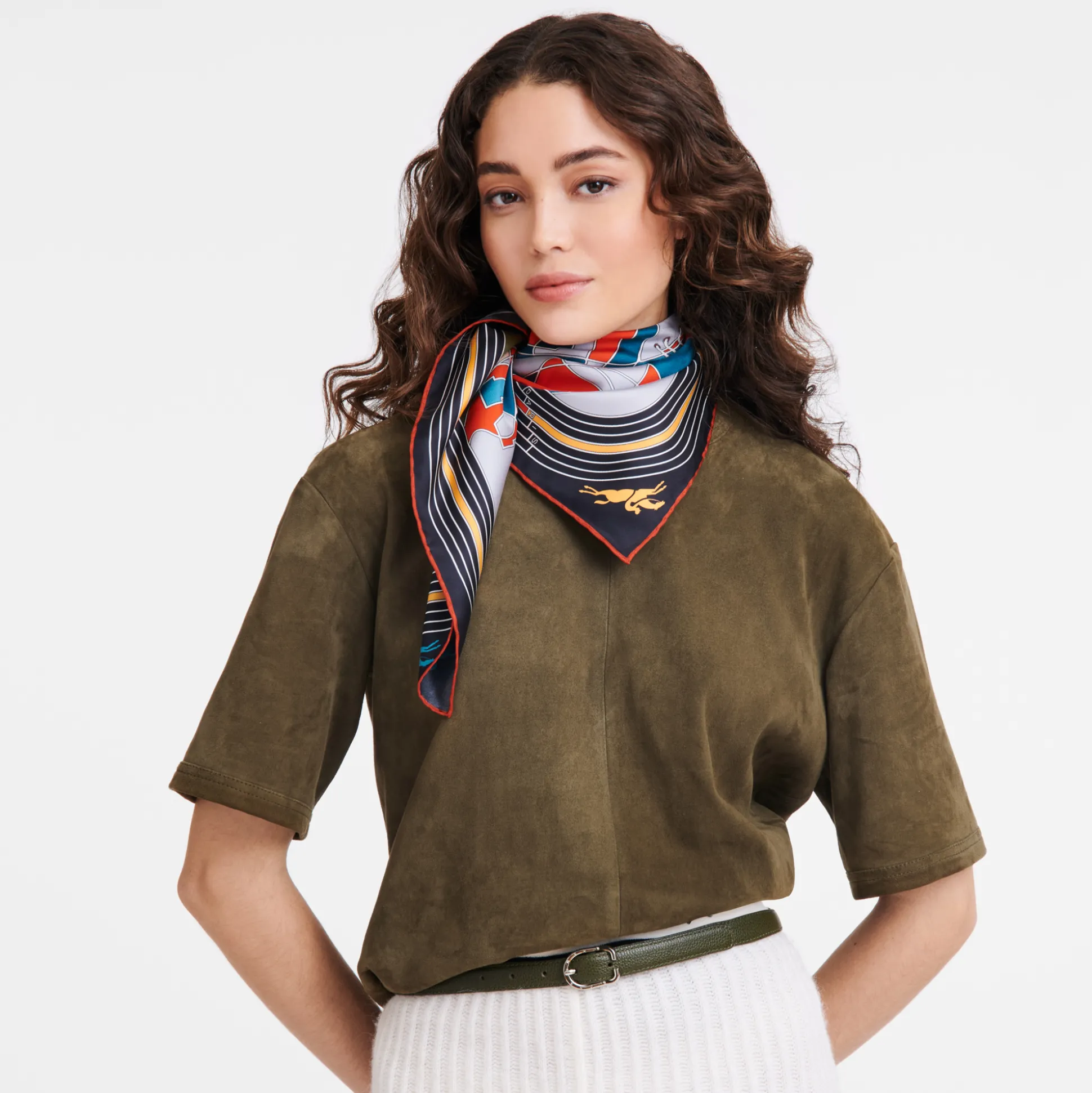 Cheap Longchamp Foulard di seta 90 Campionato Seta - Inchiostro