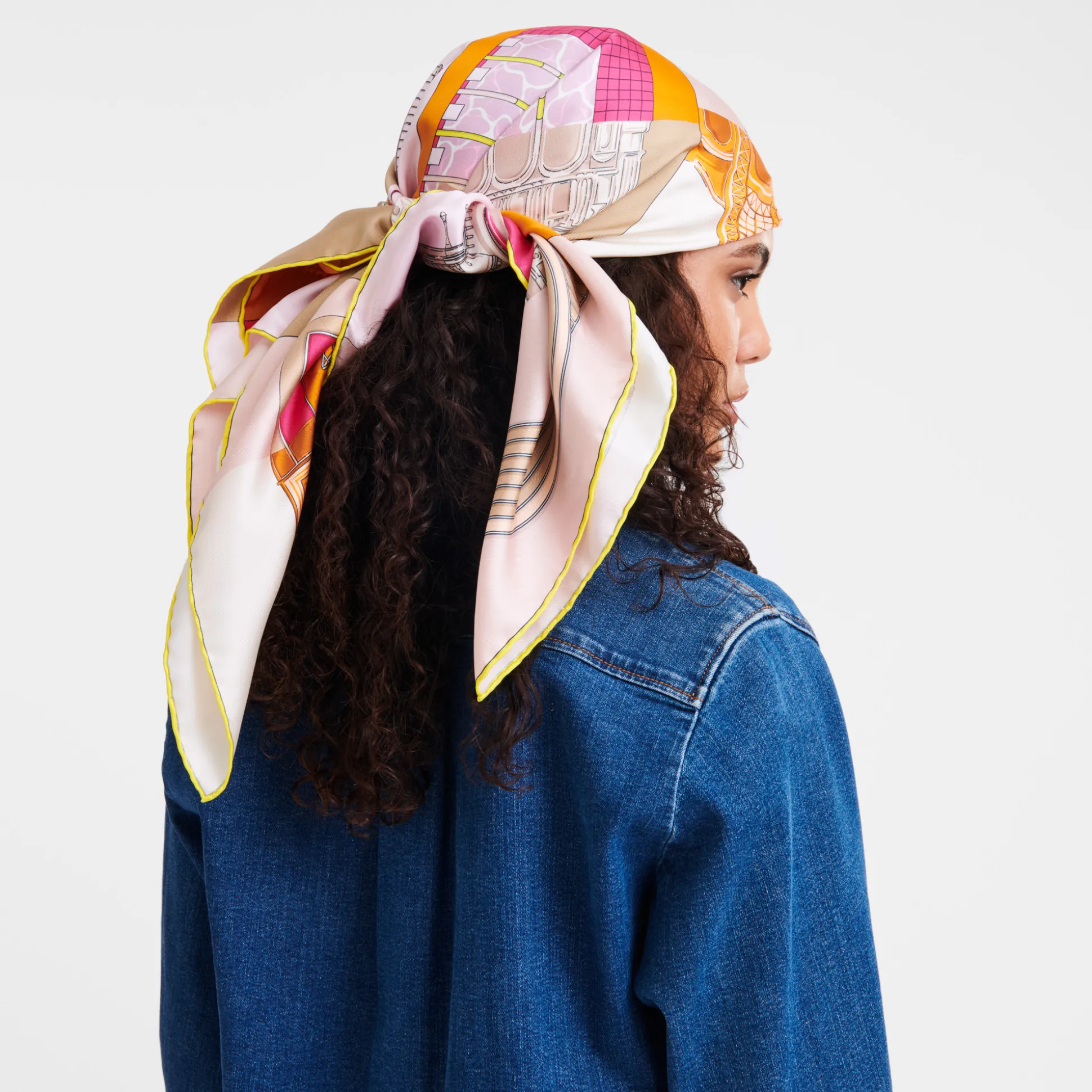 Best Longchamp Foulard di seta 90 Città energica Seta - Beige Pelle BeigePelle