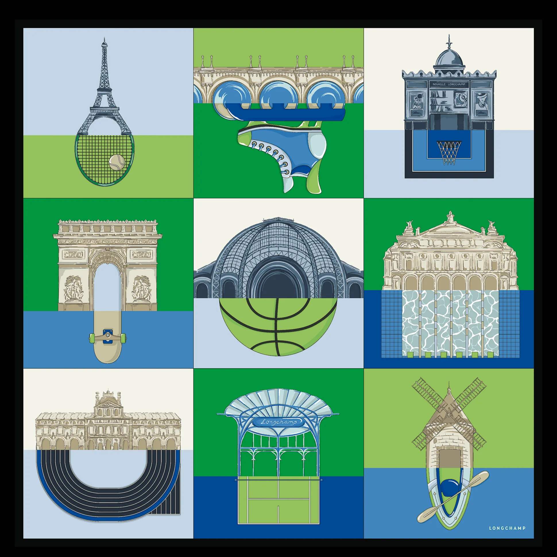 Flash Sale Longchamp Foulard di seta 90 Città energica Seta - Verde