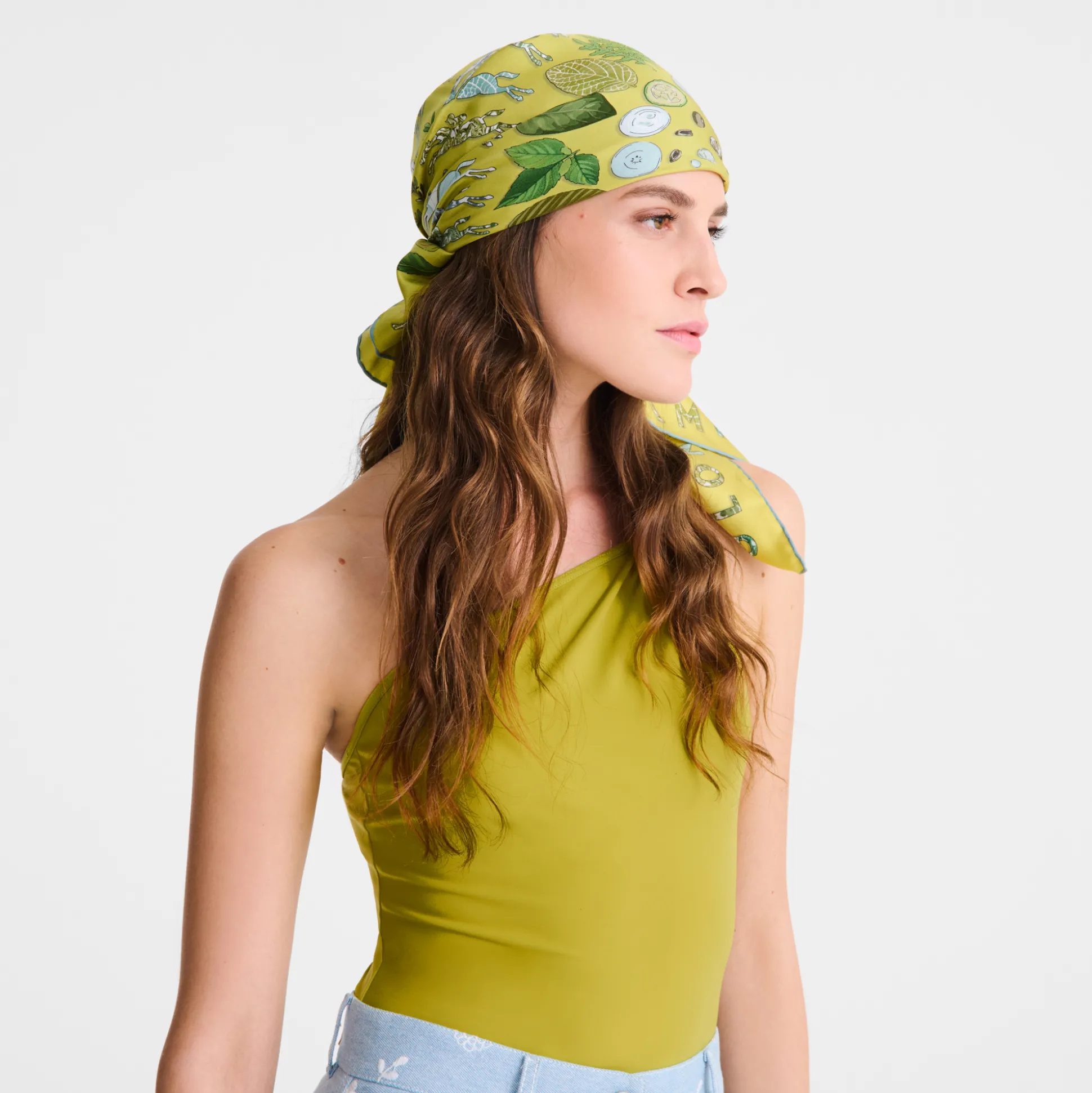 Best Longchamp Foulard di seta 90 Erbario OTHER - Verde