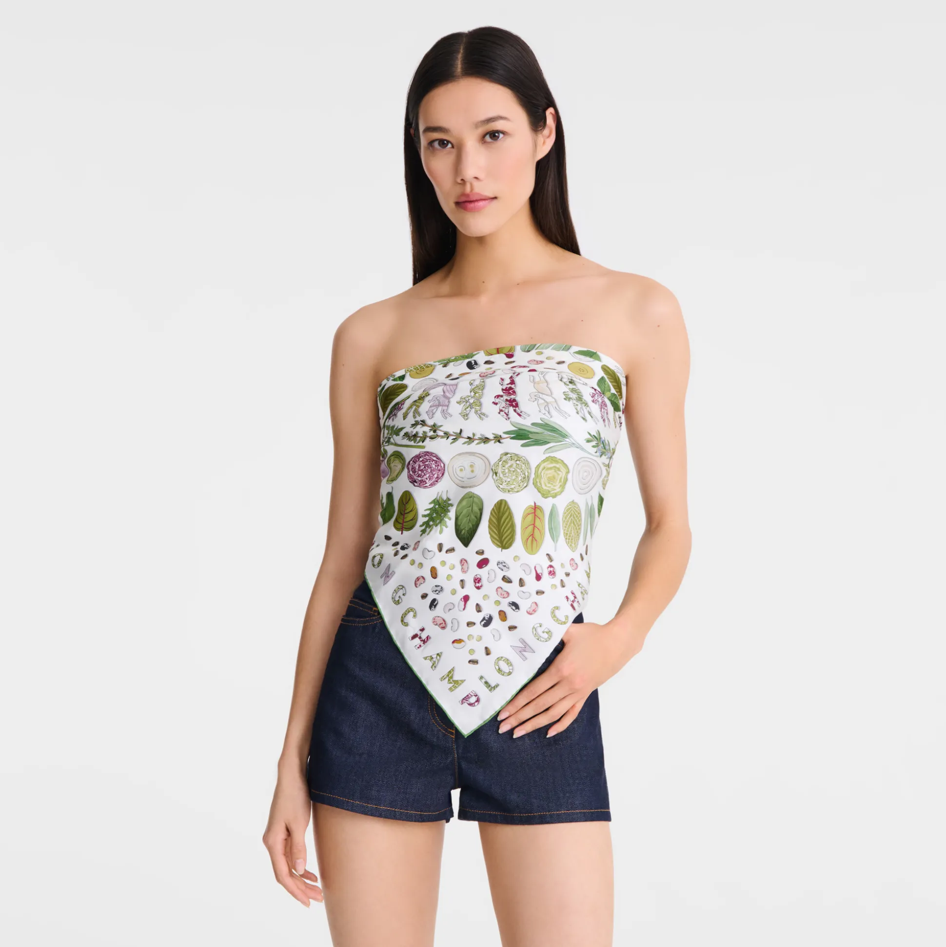 New Longchamp Foulard di seta 90 Erbario OTHER - Verde Kiwi VerdeKiwi