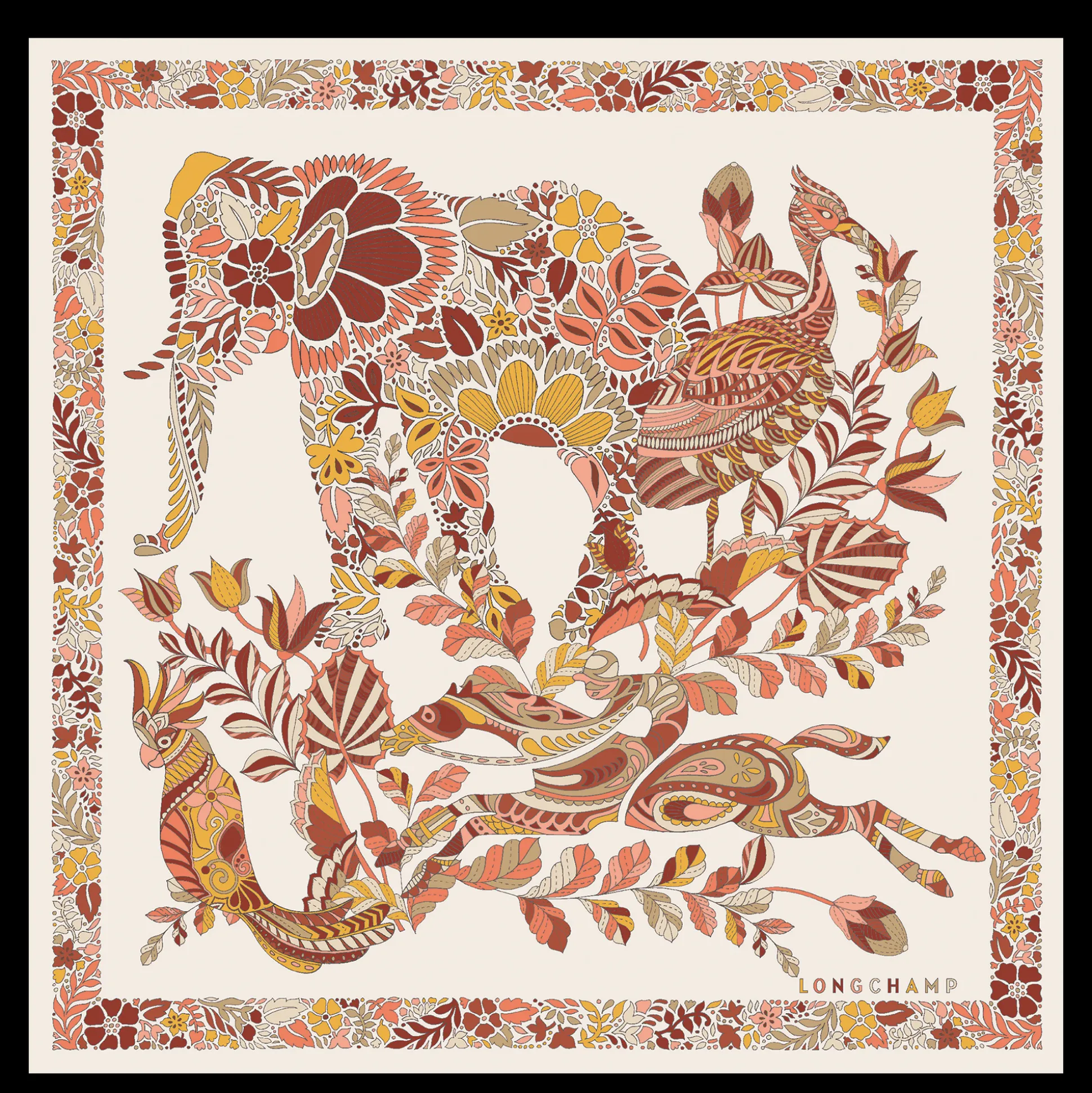 Best Sale Longchamp Foulard di seta 50 Forêt OTHER - Miele