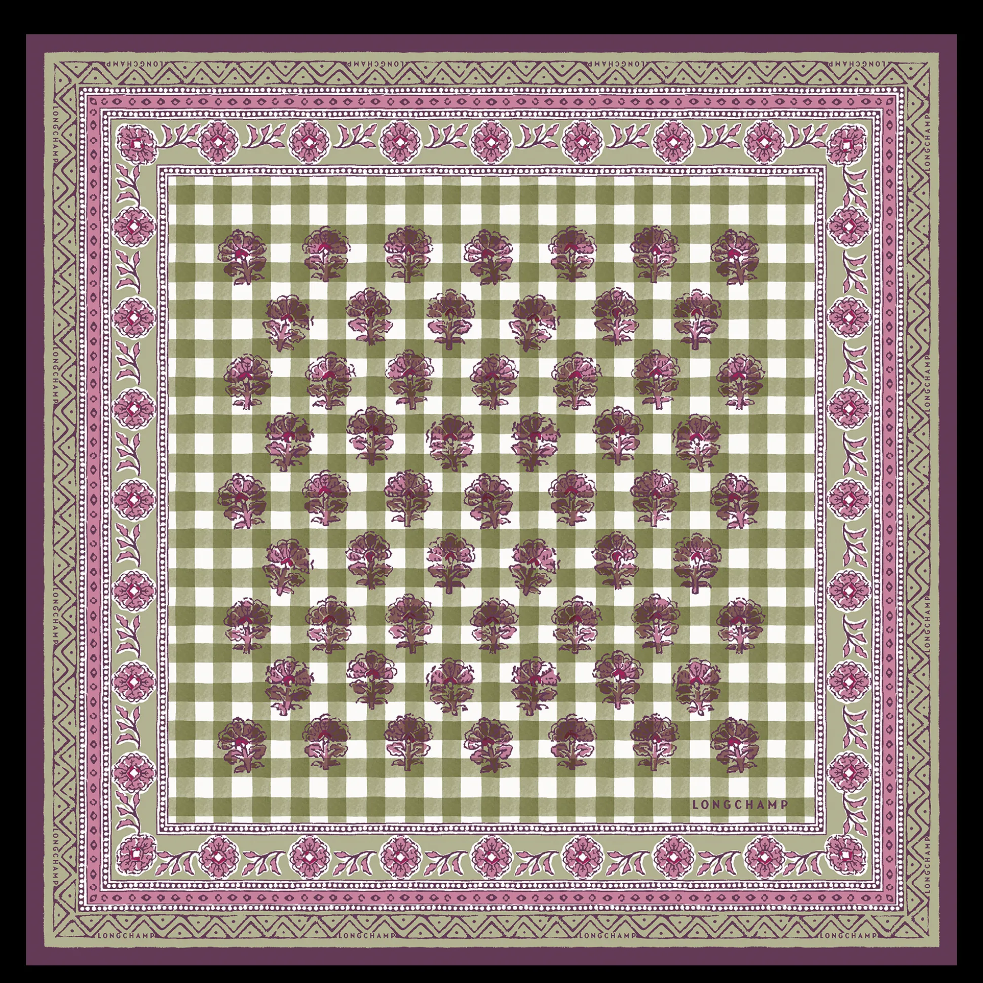 New Longchamp Foulard di seta 50 Fuga bucolica OTHER - Carciofo