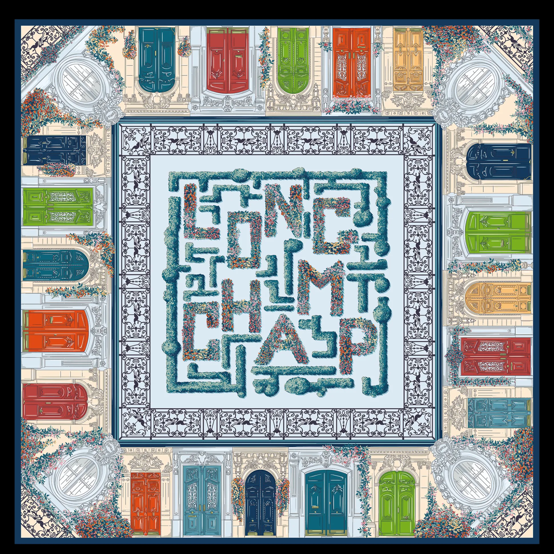 Flash Sale Longchamp Foulard di seta 90 Giardino parigino Seta - Pavone