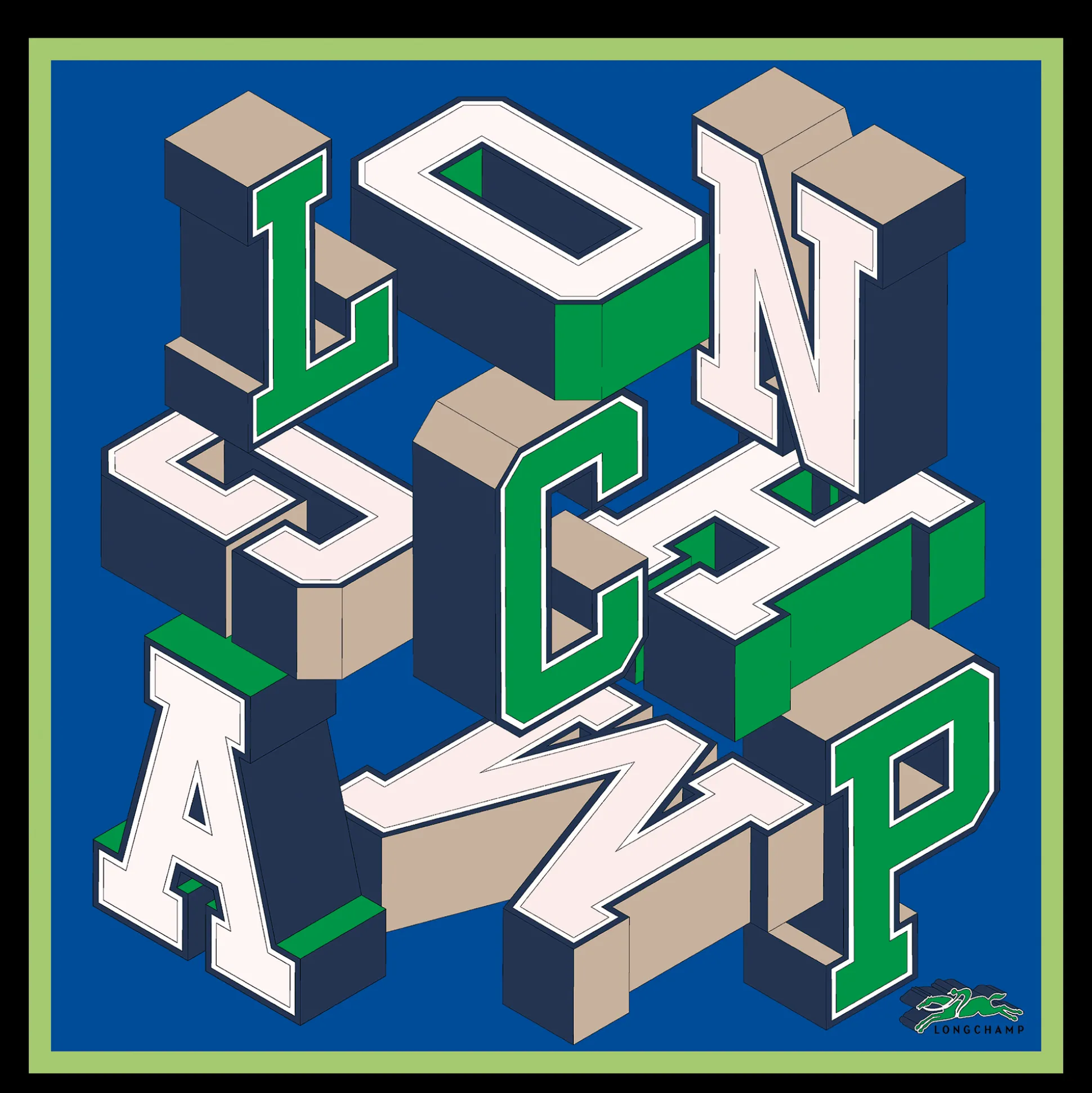 Hot Longchamp Foulard di seta 70 University Seta - Elettrizzante