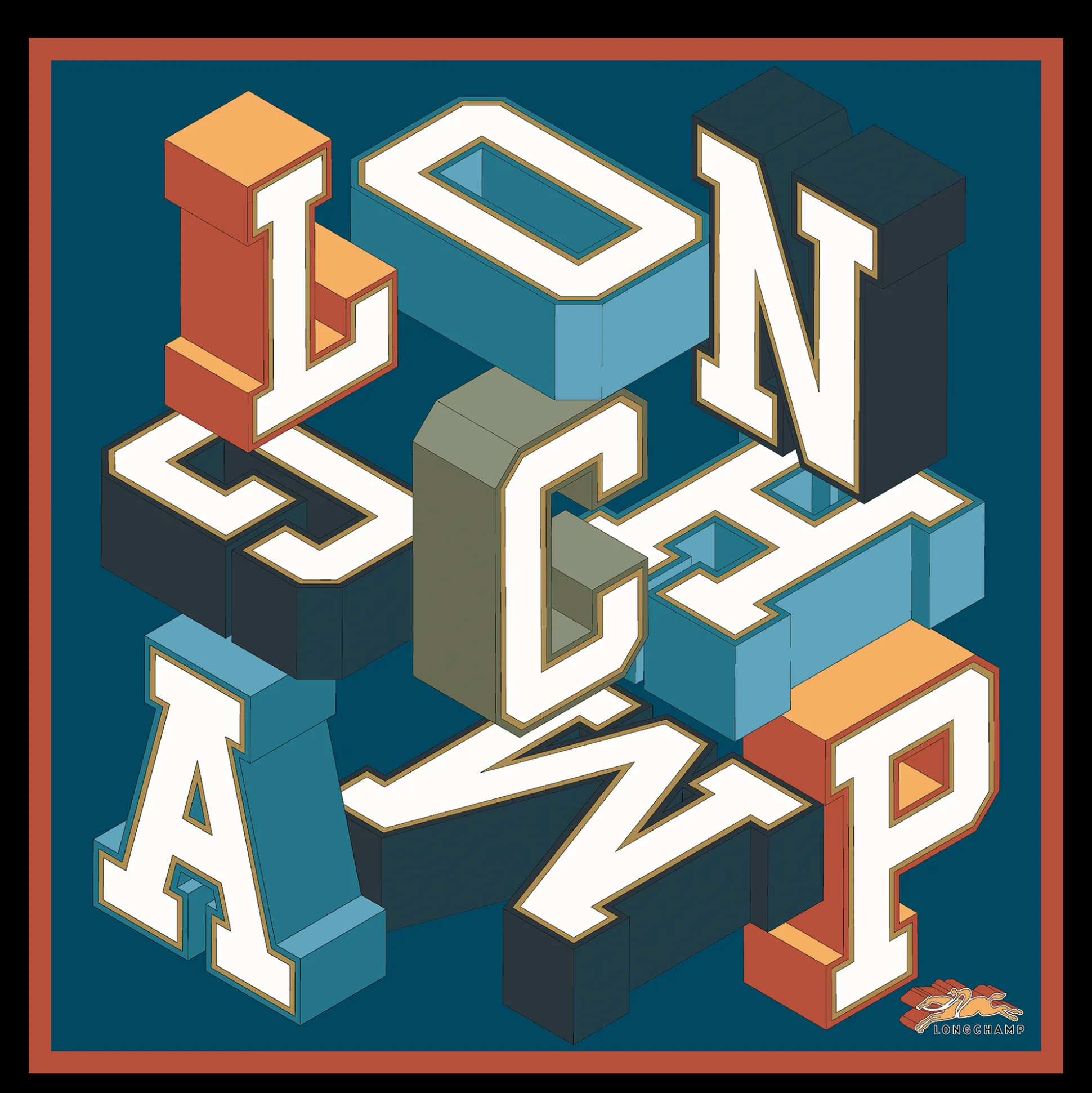 Best Longchamp Foulard di seta 70 University Seta - Pavone