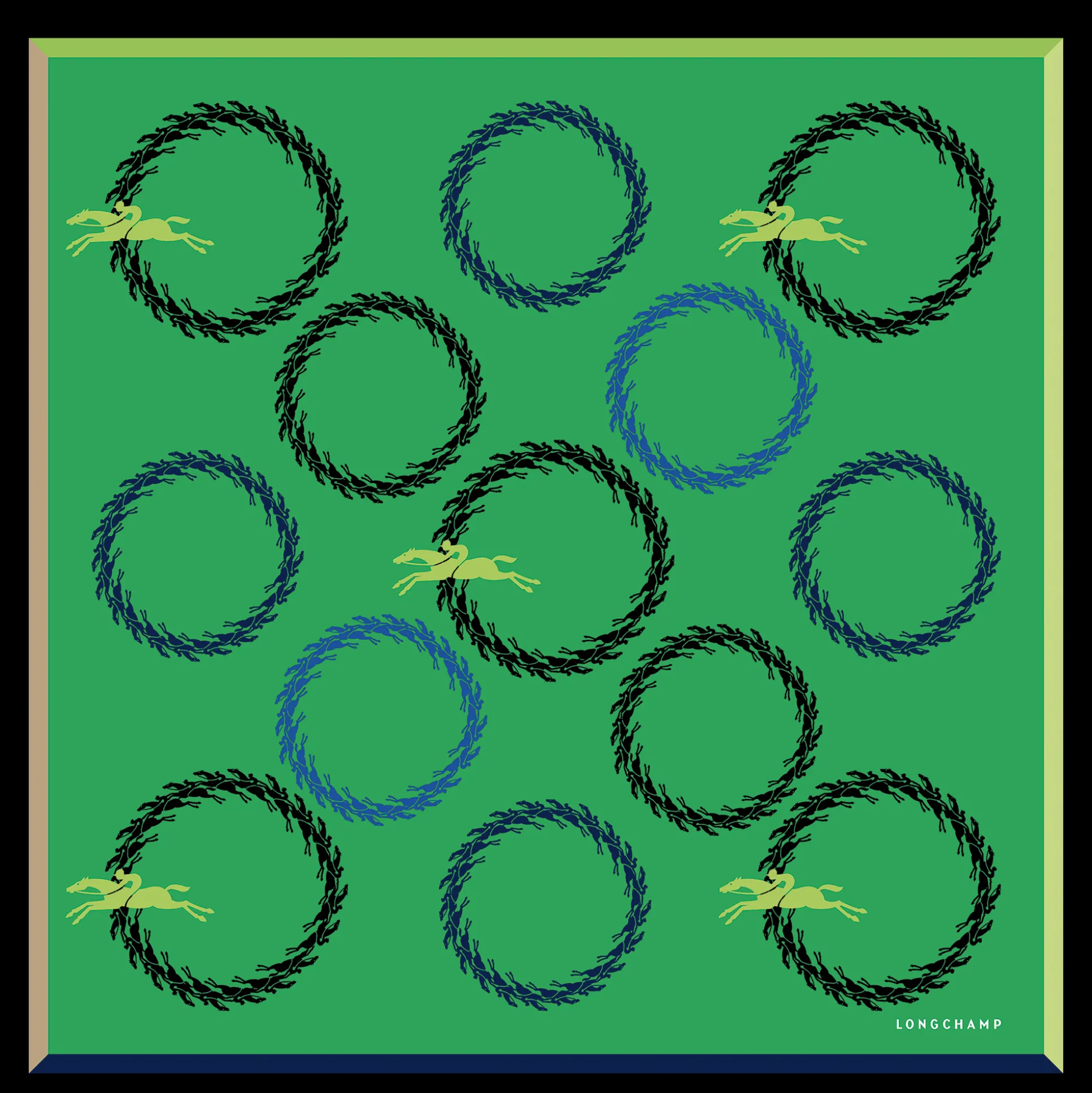 Shop Longchamp Foulard di seta 50 Maneggio Seta - Verde