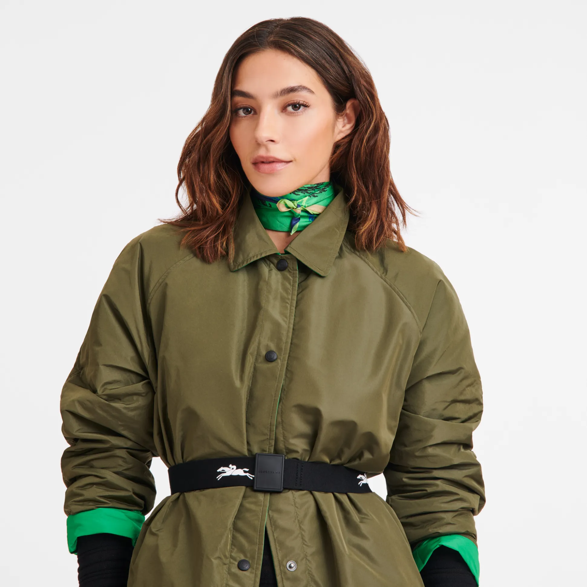 Shop Longchamp Foulard di seta 50 Maneggio Seta - Verde