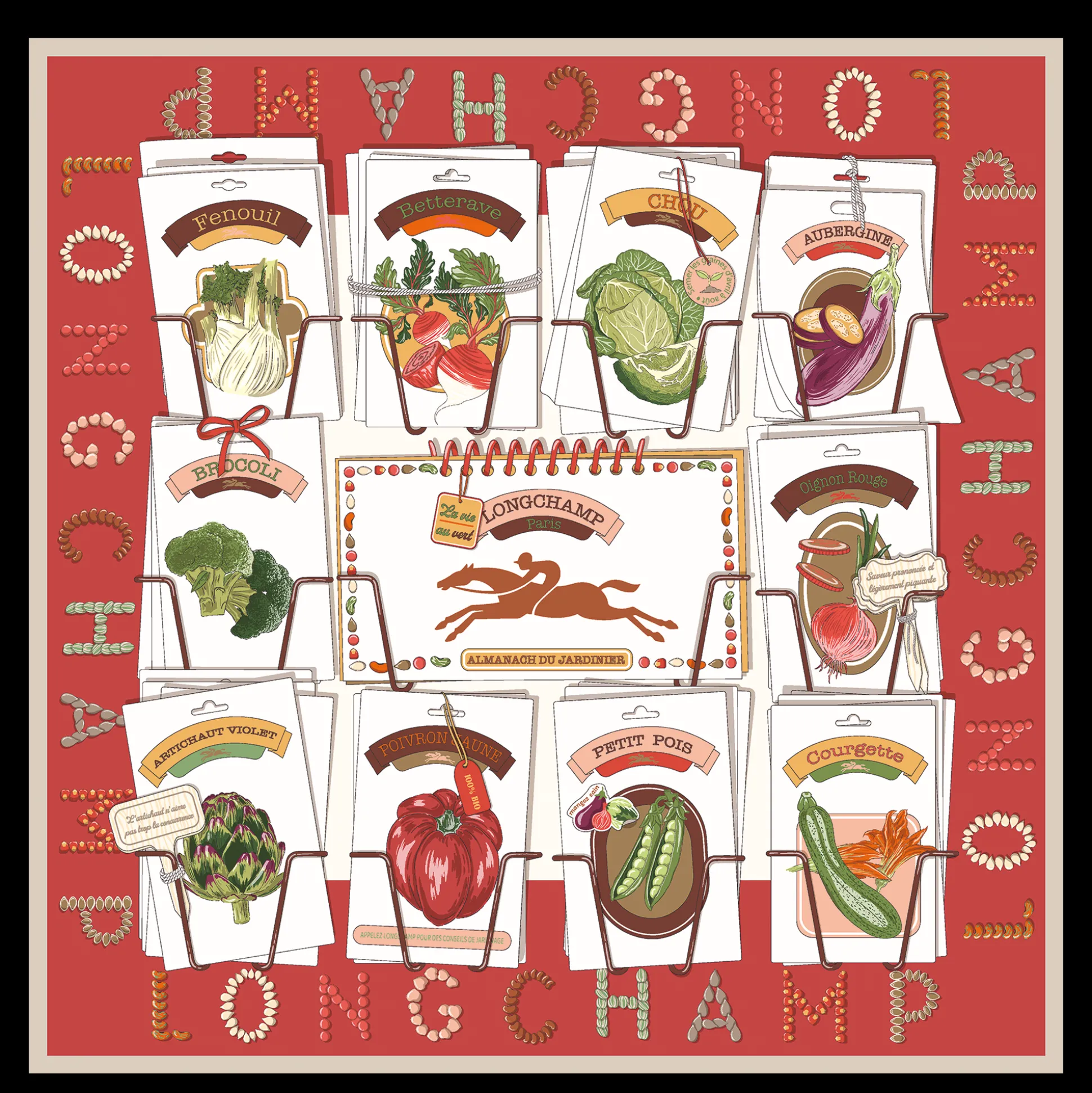 Hot Longchamp Foulard di seta 70 Nell’orto OTHER - Pomodoro