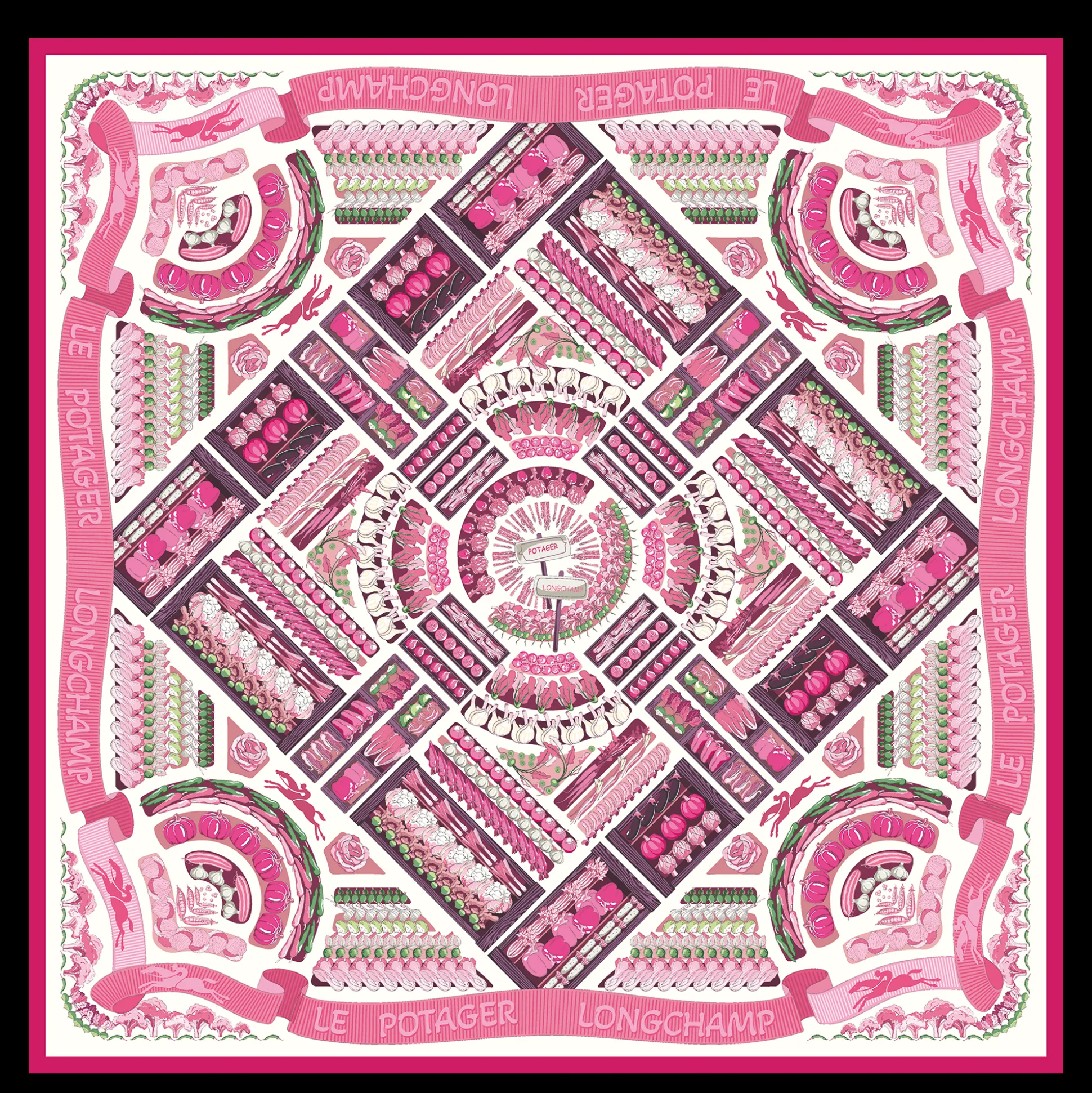 Hot Longchamp Foulard di seta 90 Orto OTHER - Rosa