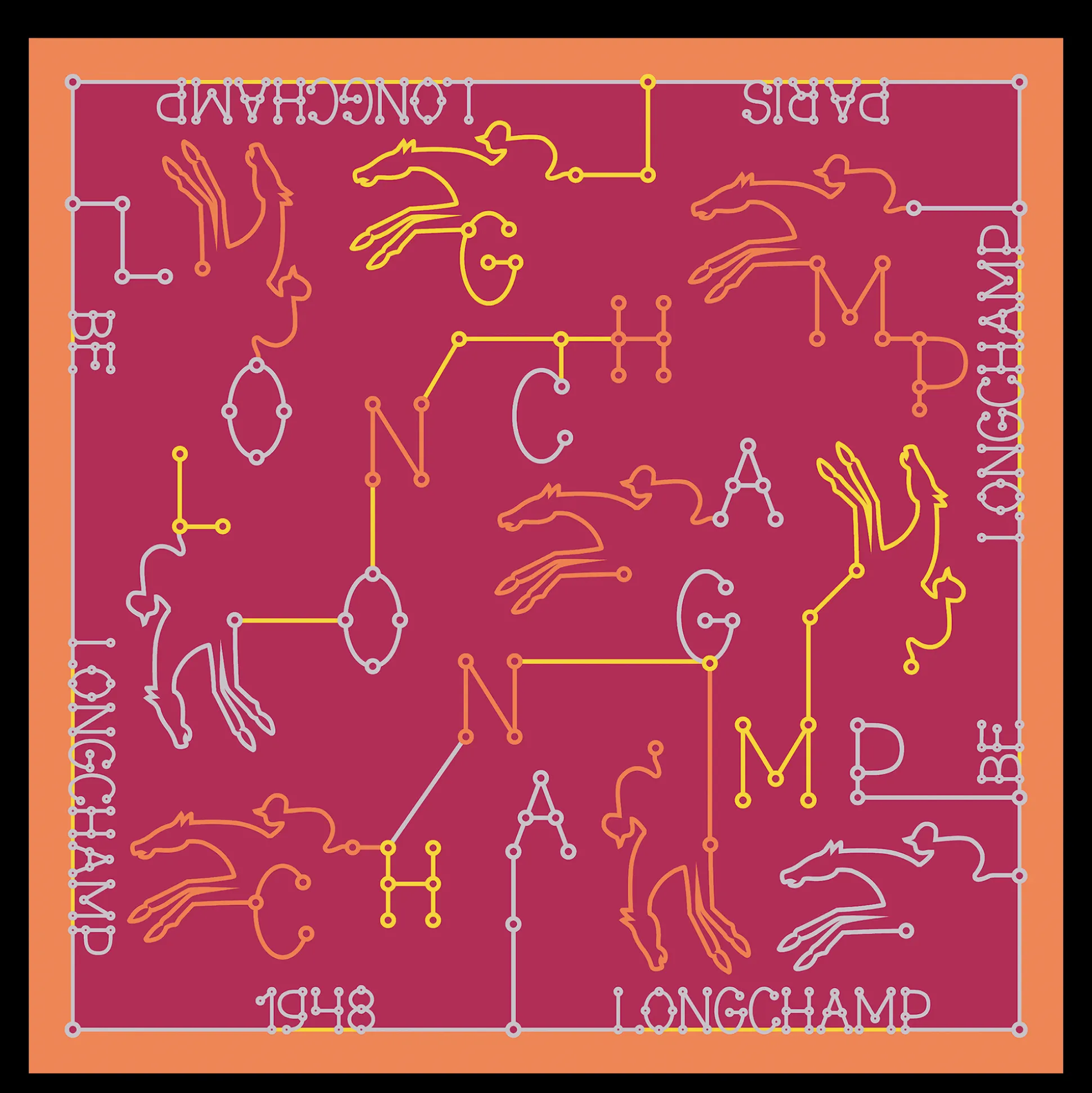 Hot Longchamp Foulard di seta 50 Percorsi Seta - Magenta