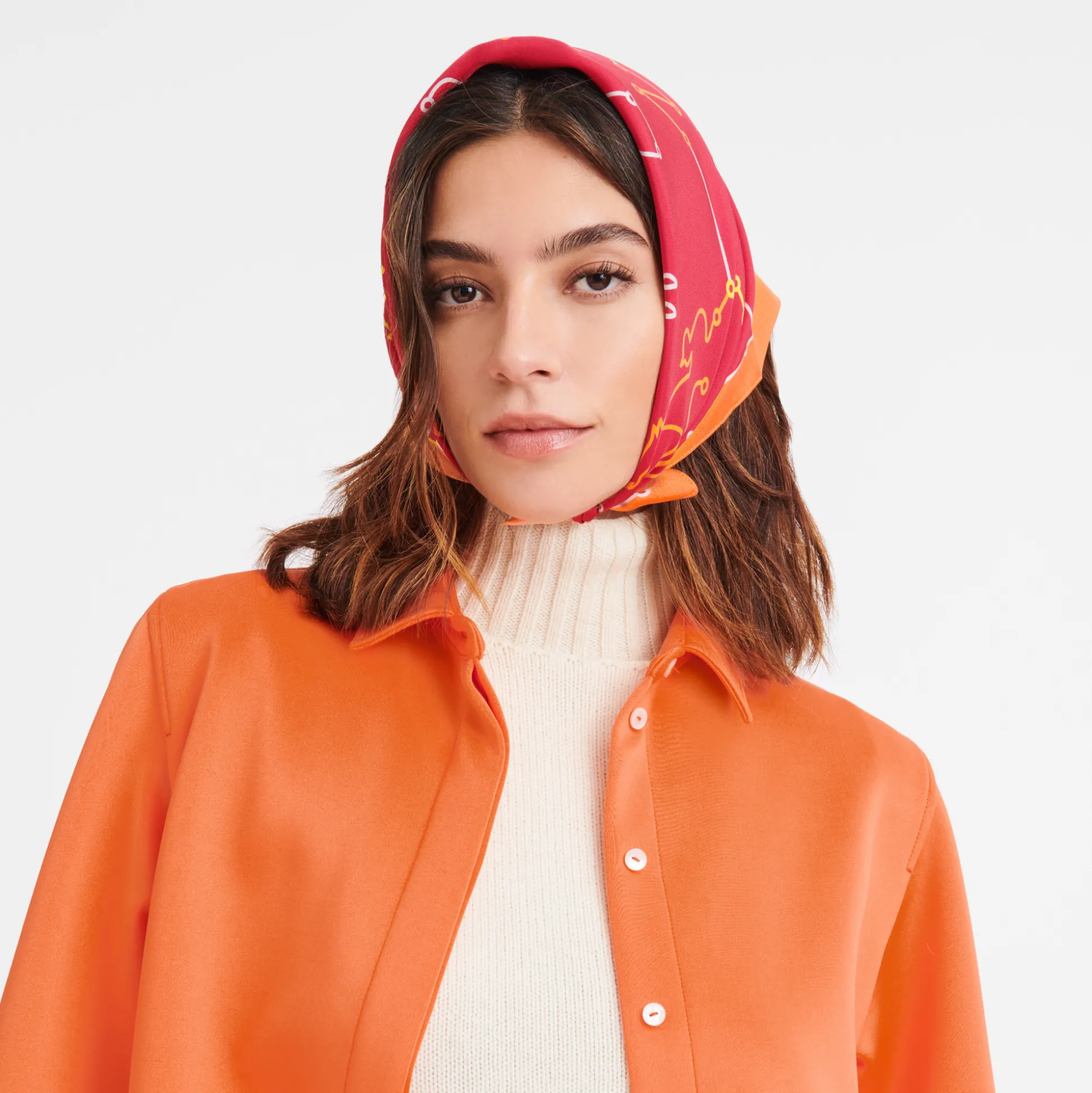 Hot Longchamp Foulard di seta 50 Percorsi Seta - Magenta