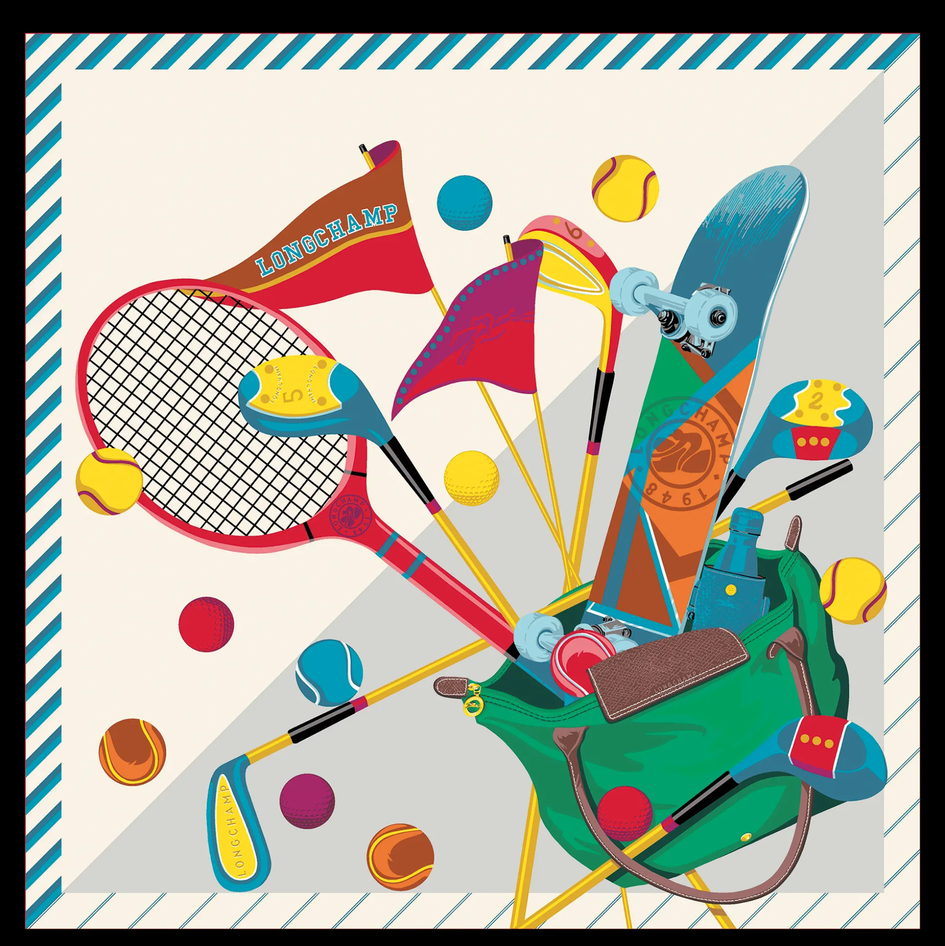 Fashion Longchamp Foulard di seta 90 Portamazze Seta - Verde