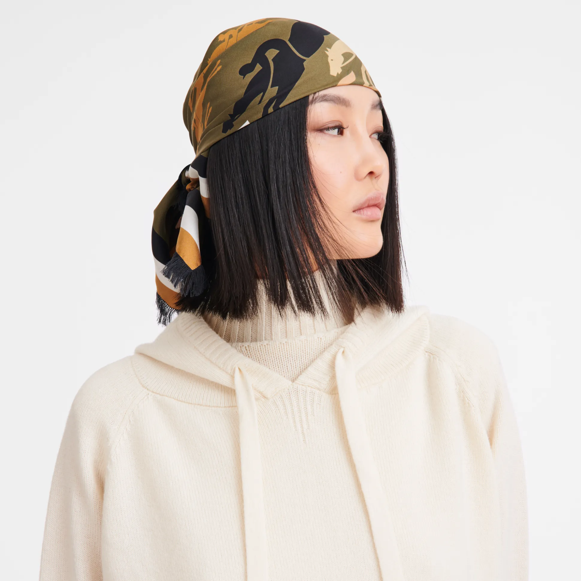 Online Longchamp Foulard di seta 70 Salti Seta - Kaki