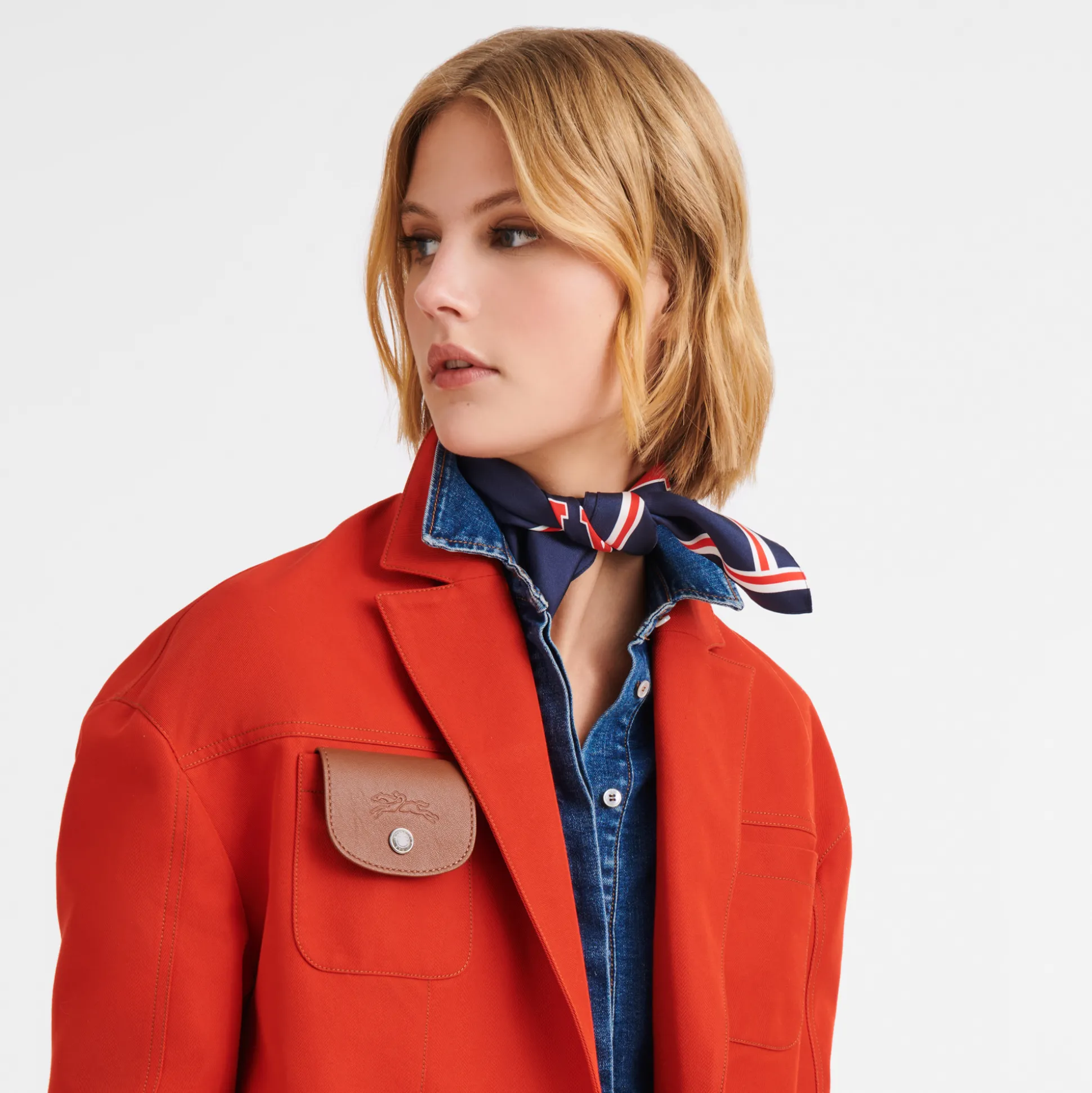 Online Longchamp Foulard di seta 50 Team Seta - Marine